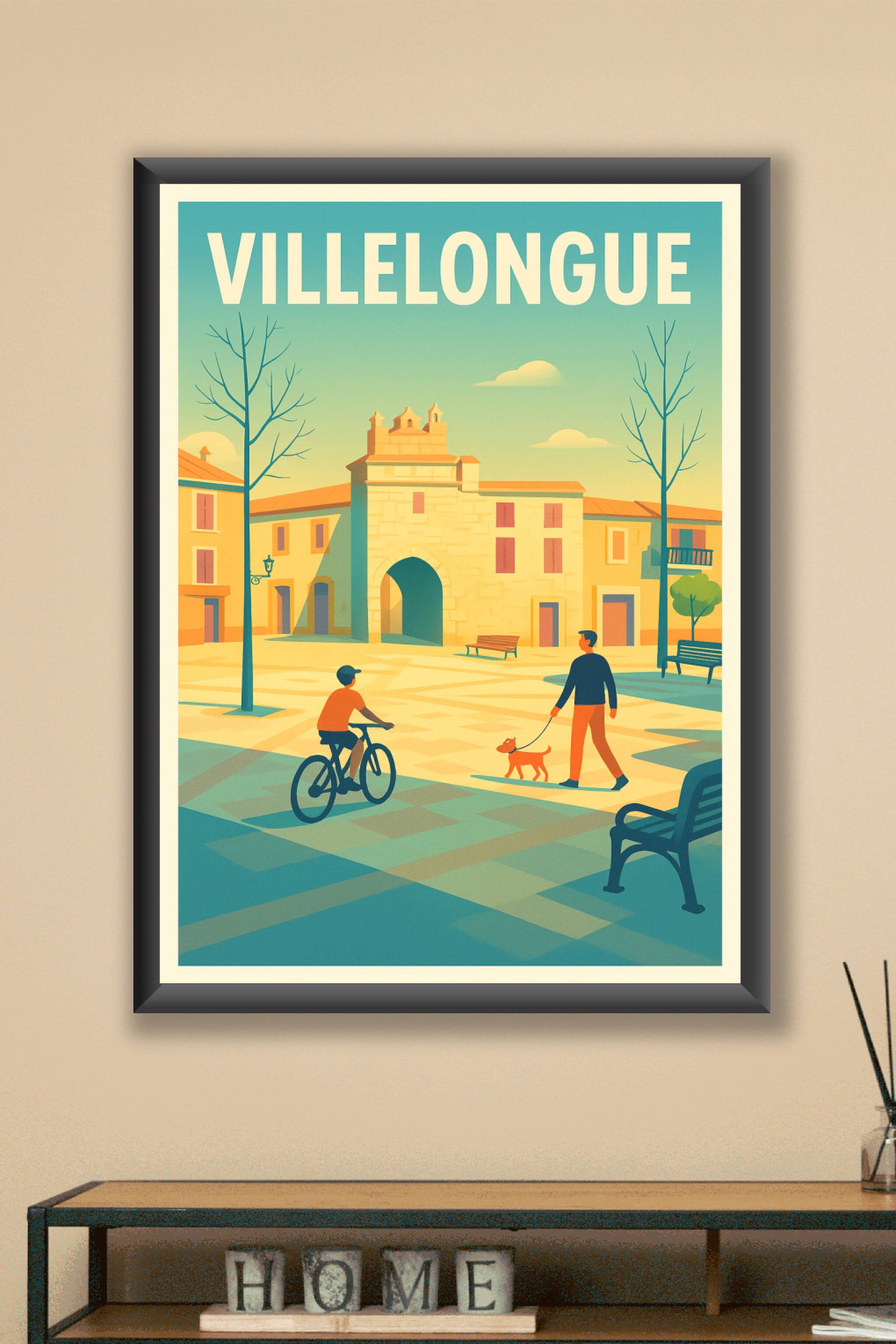 Affiche Villelongue — Un moment de douceur au cœur du village · poster d'art de Villelongue