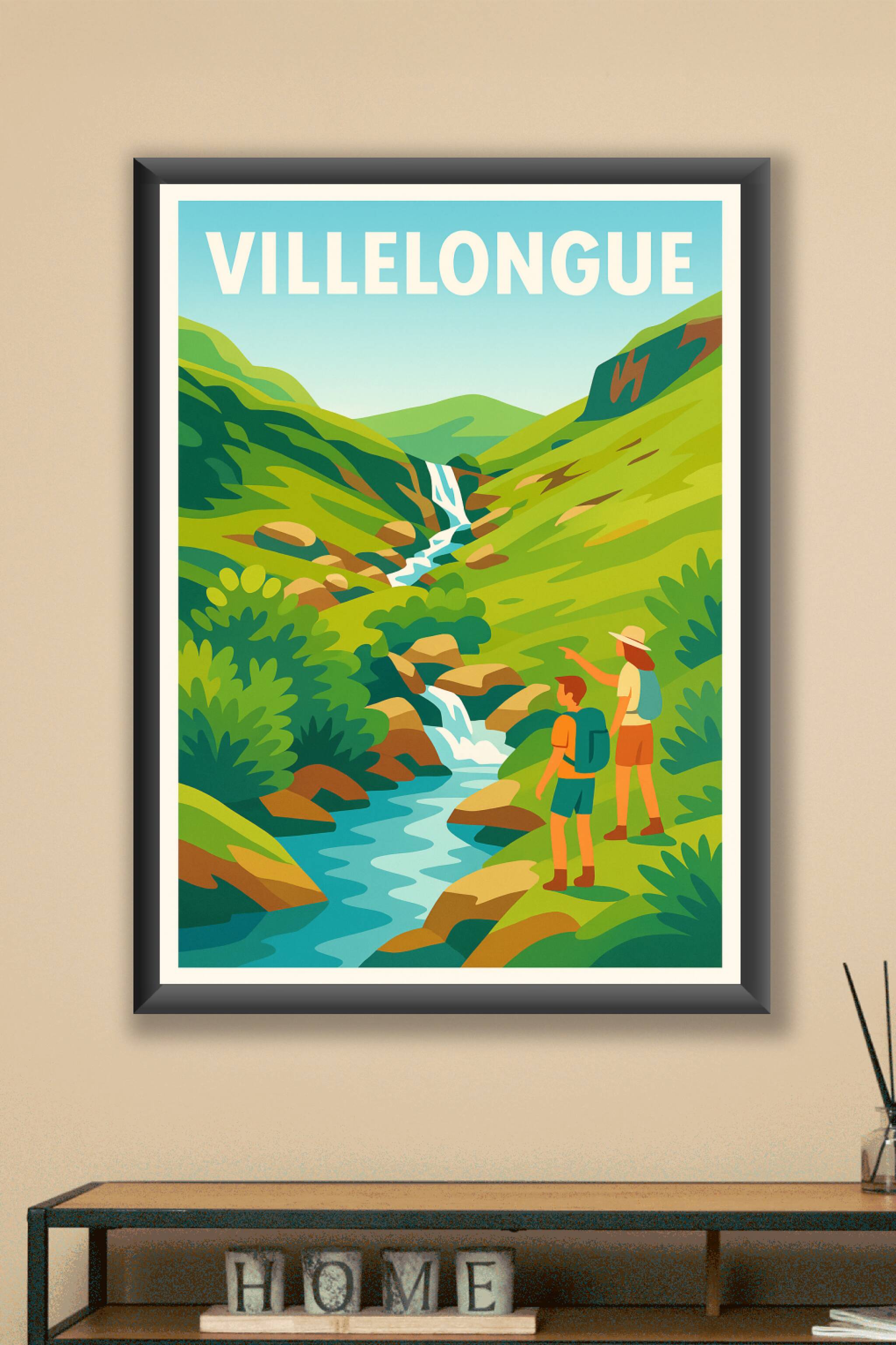 Affiche Villelongue — Évasion Nature et Randonnée · poster d'art de Villelongue