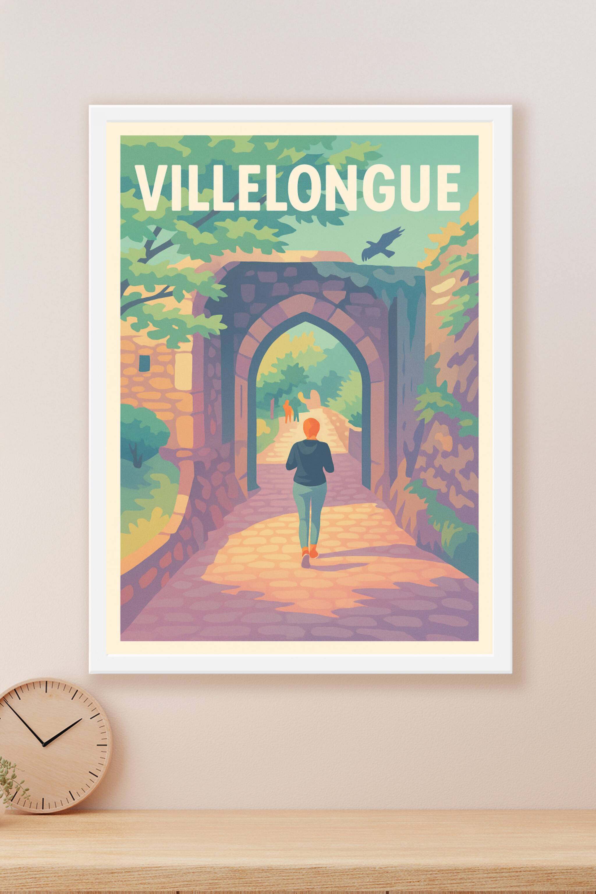 Affiche Villelongue — Promenade vers l'histoire · poster d'art de Villelongue