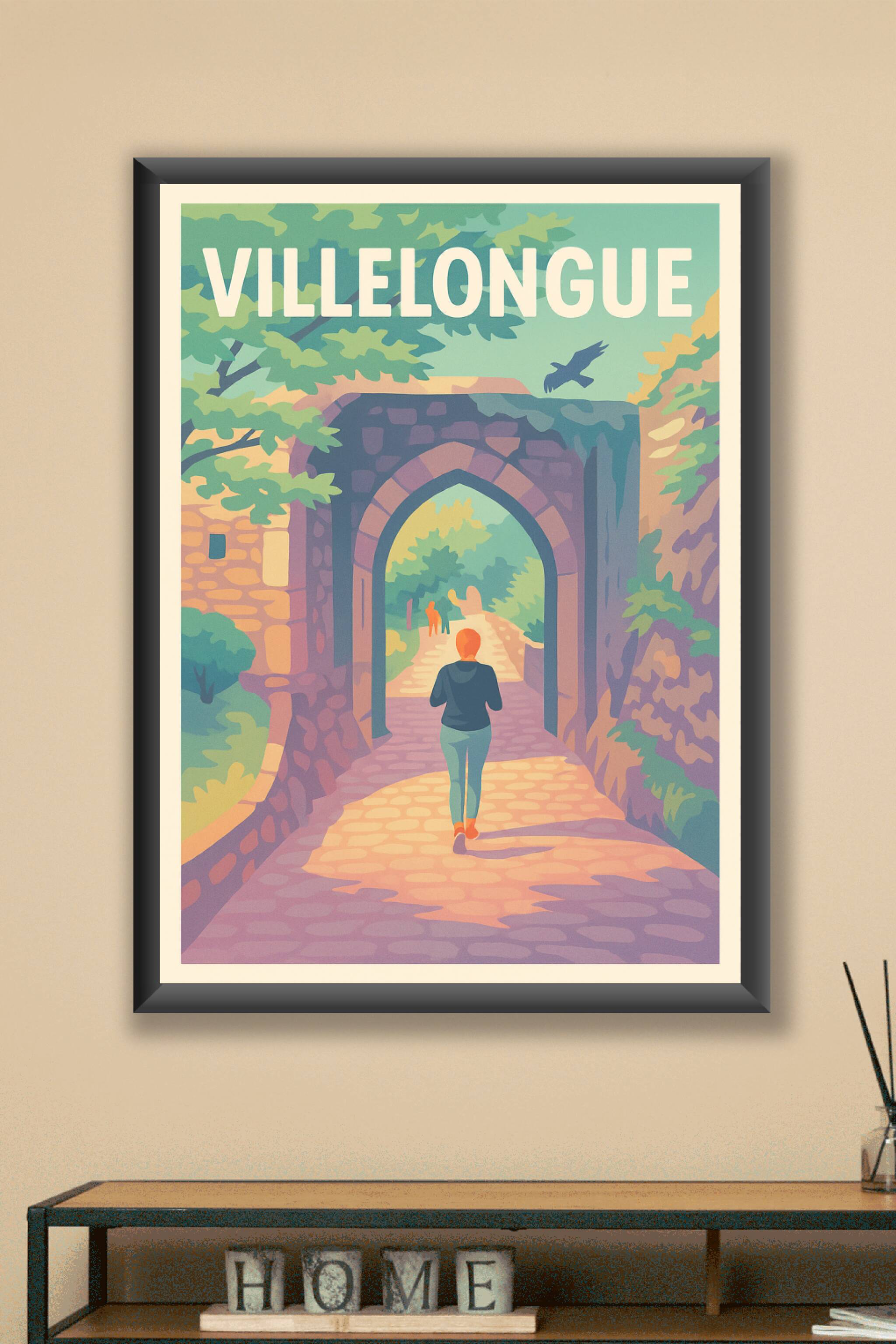 Affiche Villelongue — Promenade vers l'histoire · poster d'art de Villelongue