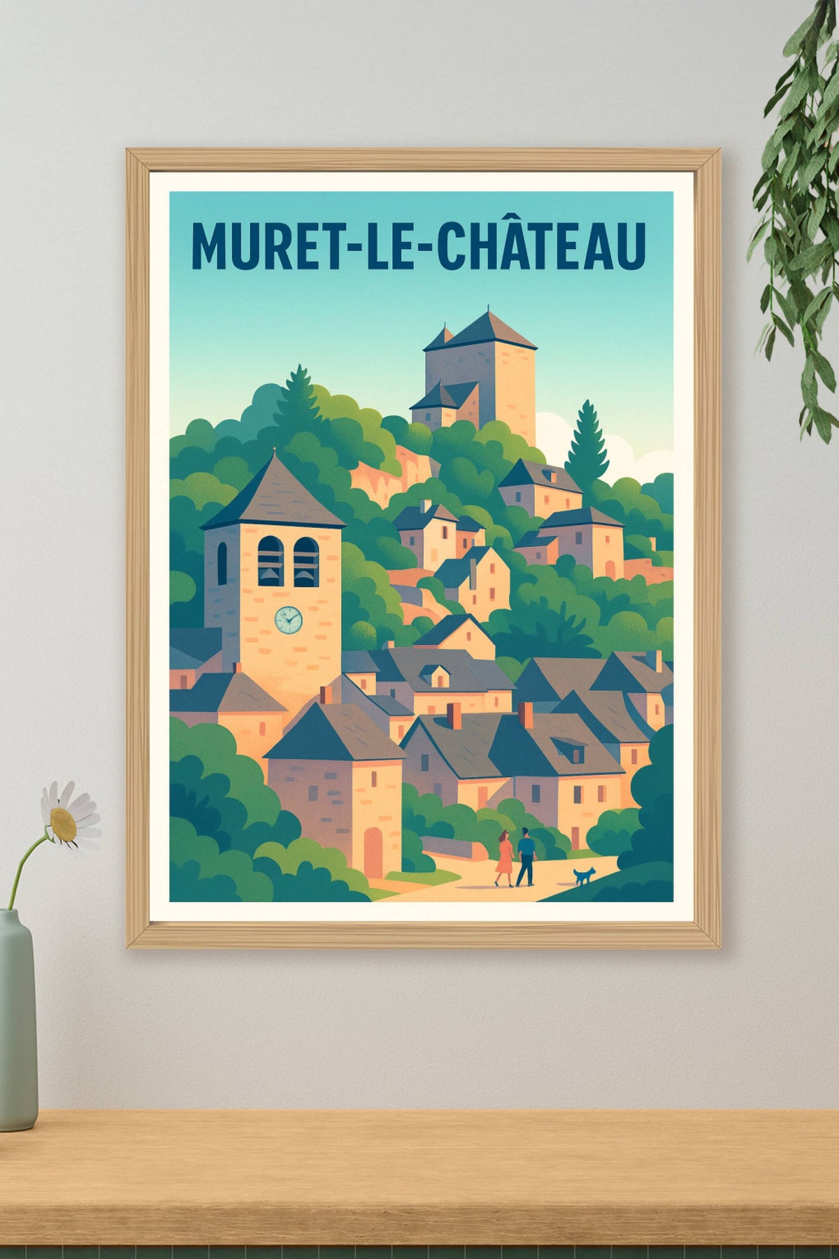 Affiche Muret-le-Château — Charmant village médiéval en couleurs douces · poster d'art de Muret-le-Château