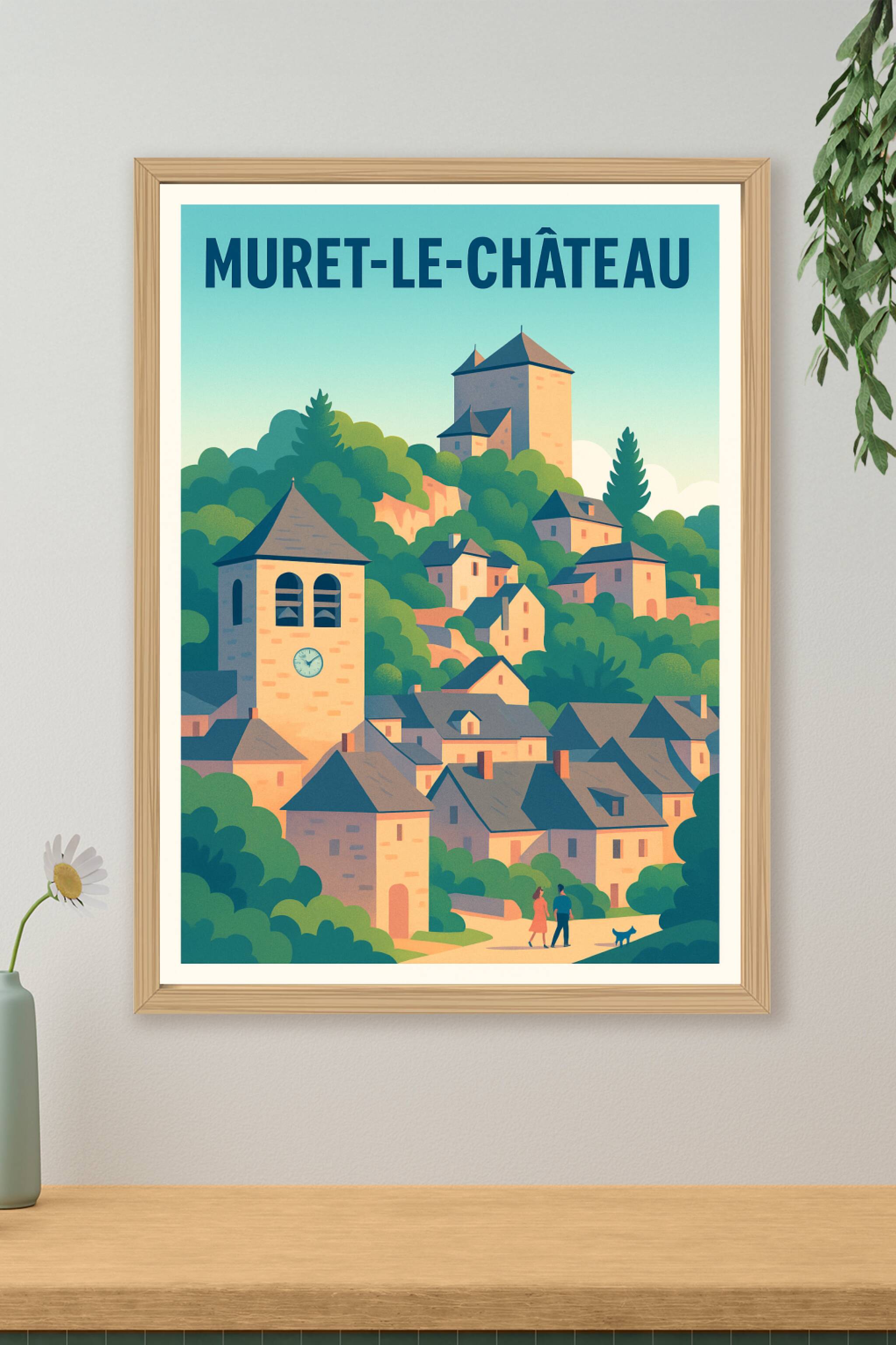 Affiche de Muret-le-Château - Charmant village médiéval en couleurs douces