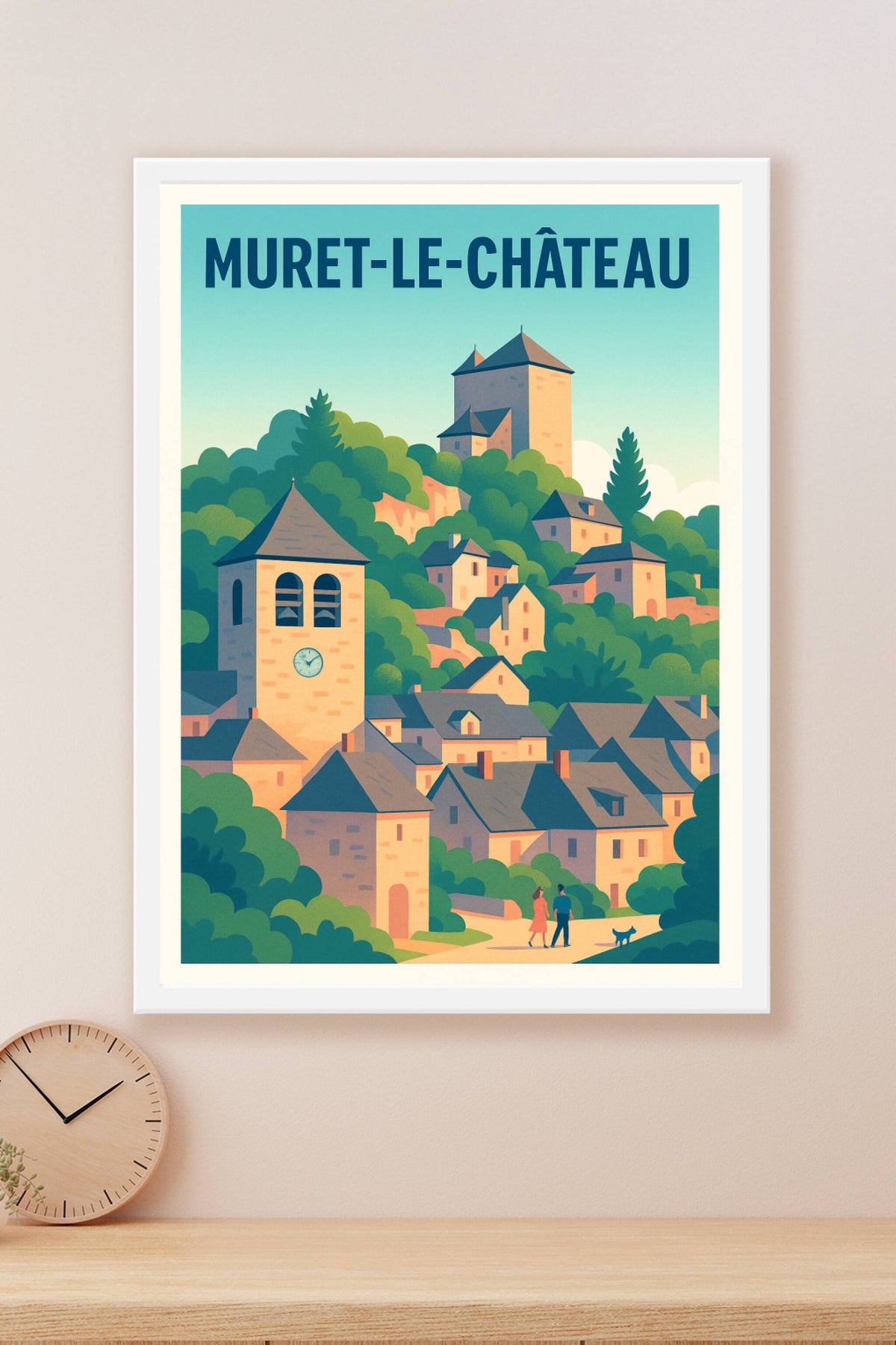 Affiche Muret-le-Château — Charmant village médiéval en couleurs douces · poster d'art de Muret-le-Château
