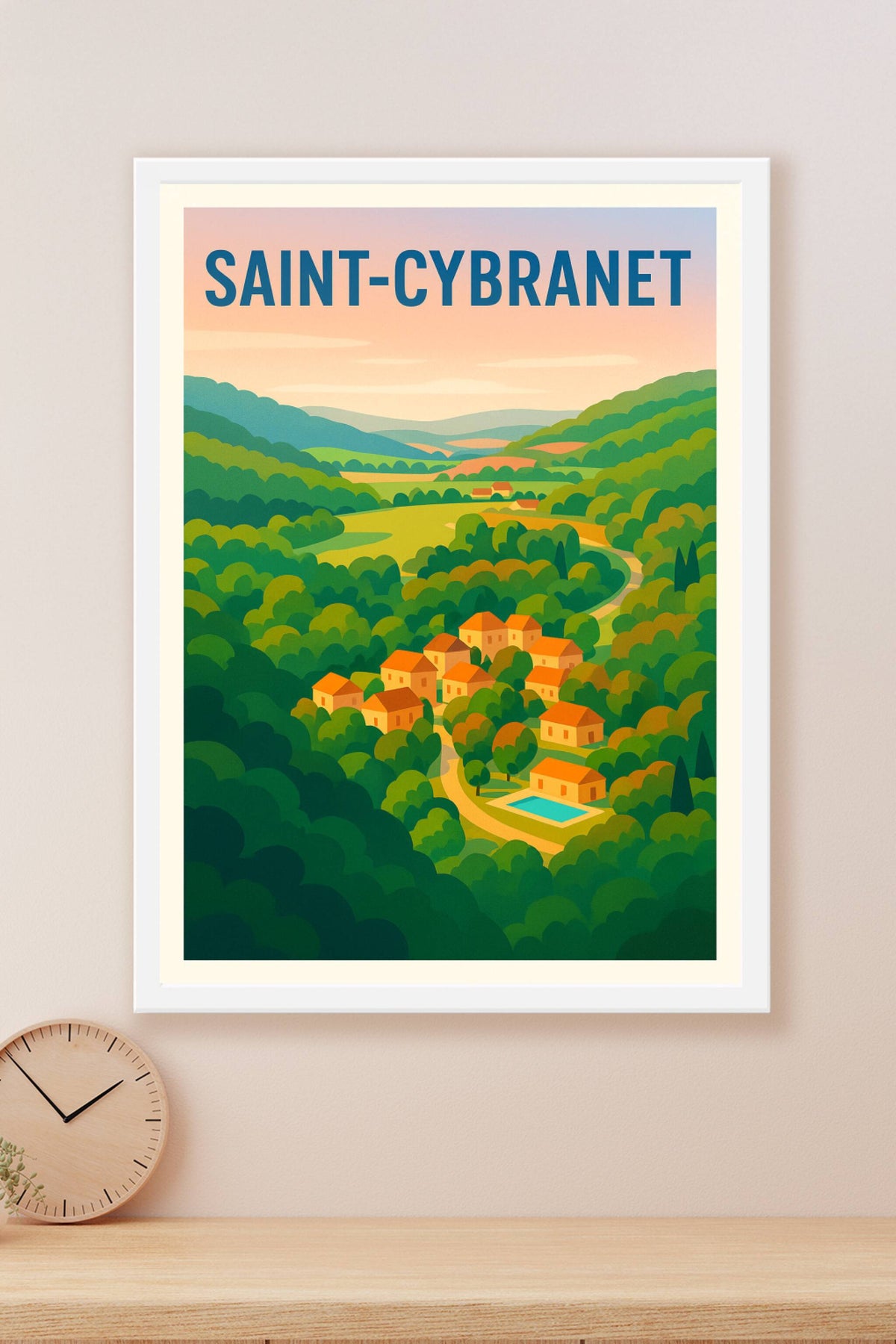Affiche Saint-Cybranet — Le charme paisible de la vallée verdoyante · poster d'art de Saint-Cybranet