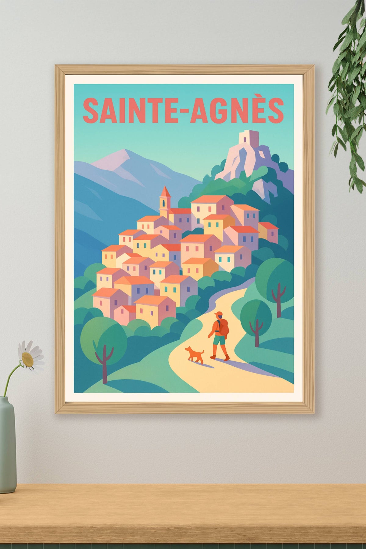 Affiche Sainte-Agnès — Escapade pittoresque en village perché · poster d'art de Sainte-Agnès
