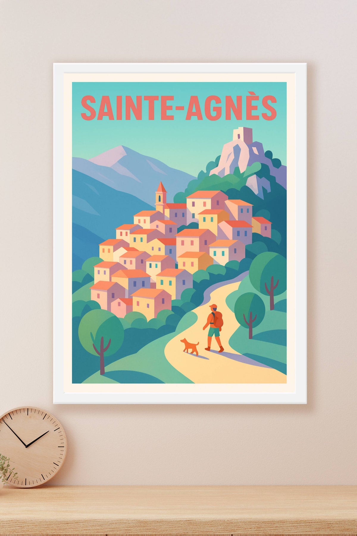 Affiche Sainte-Agnès — Escapade pittoresque en village perché · poster d'art de Sainte-Agnès