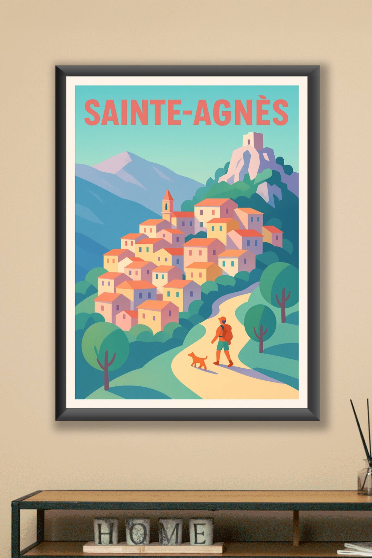 Affiche Sainte-Agnès — Escapade pittoresque en village perché · poster d'art de Sainte-Agnès