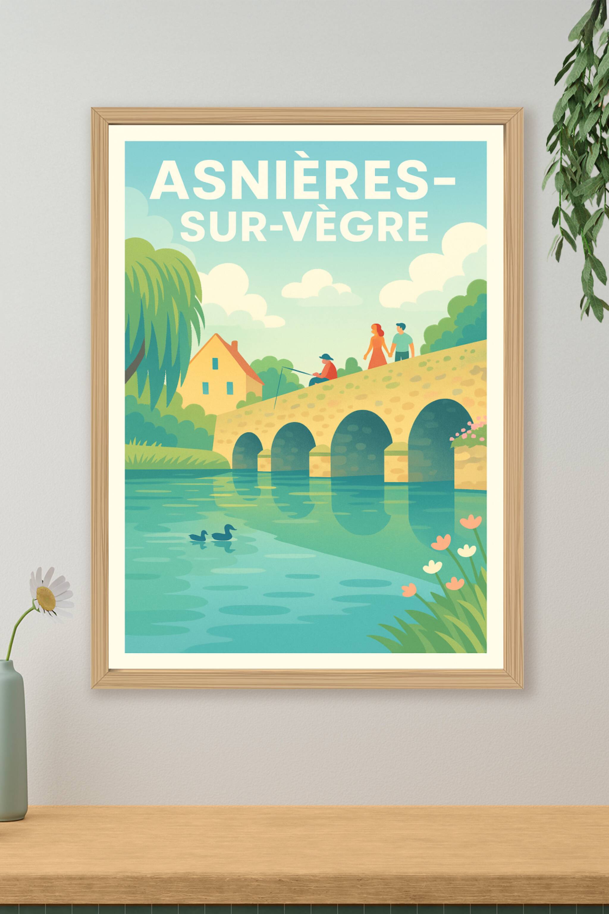 Affiche de Asnières-sur-Vègre - Charme bucolique en bord de rivière