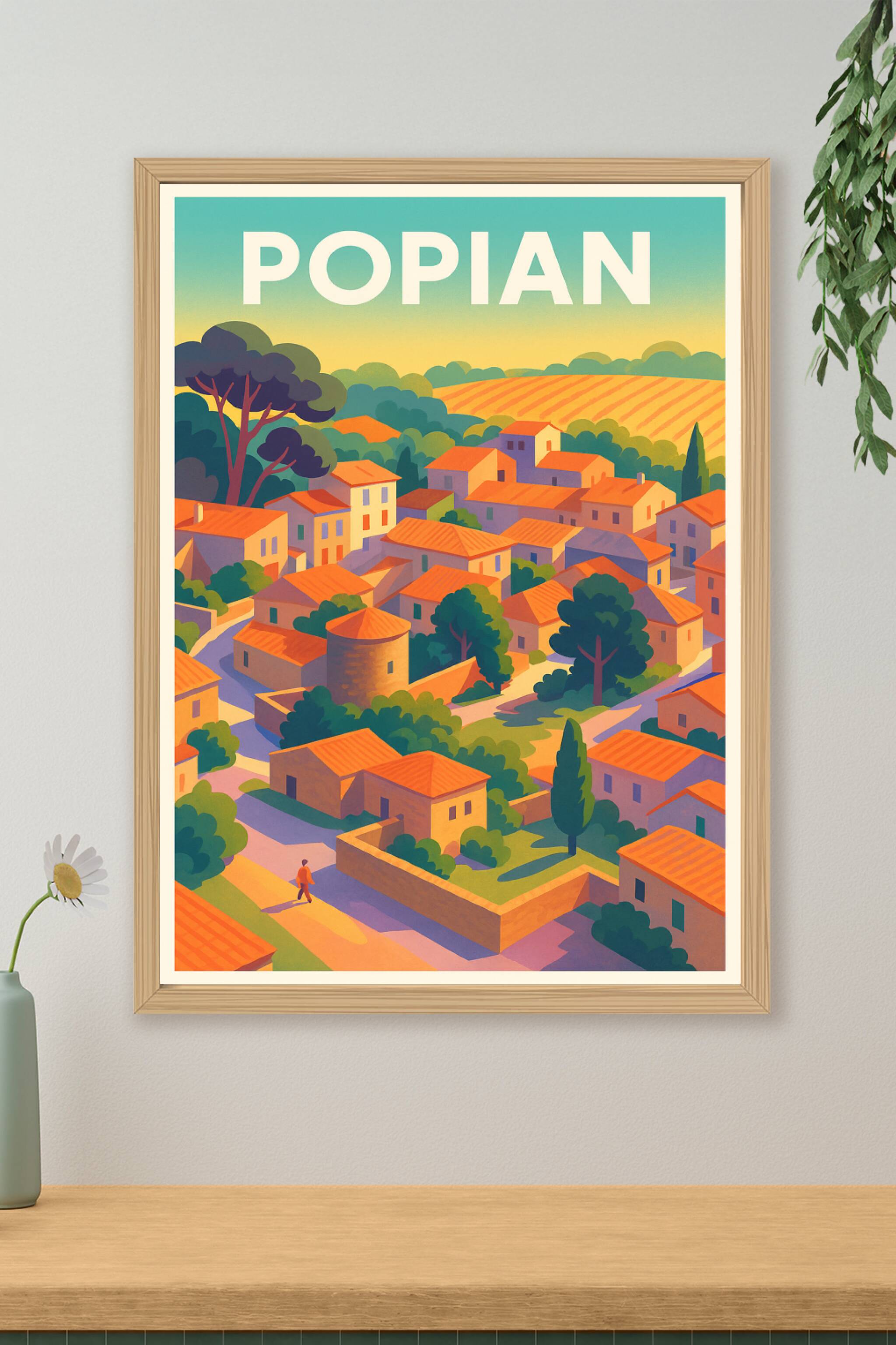 Affiche Popian — Charme et lumière d’un village provençal · poster d'art de Popian