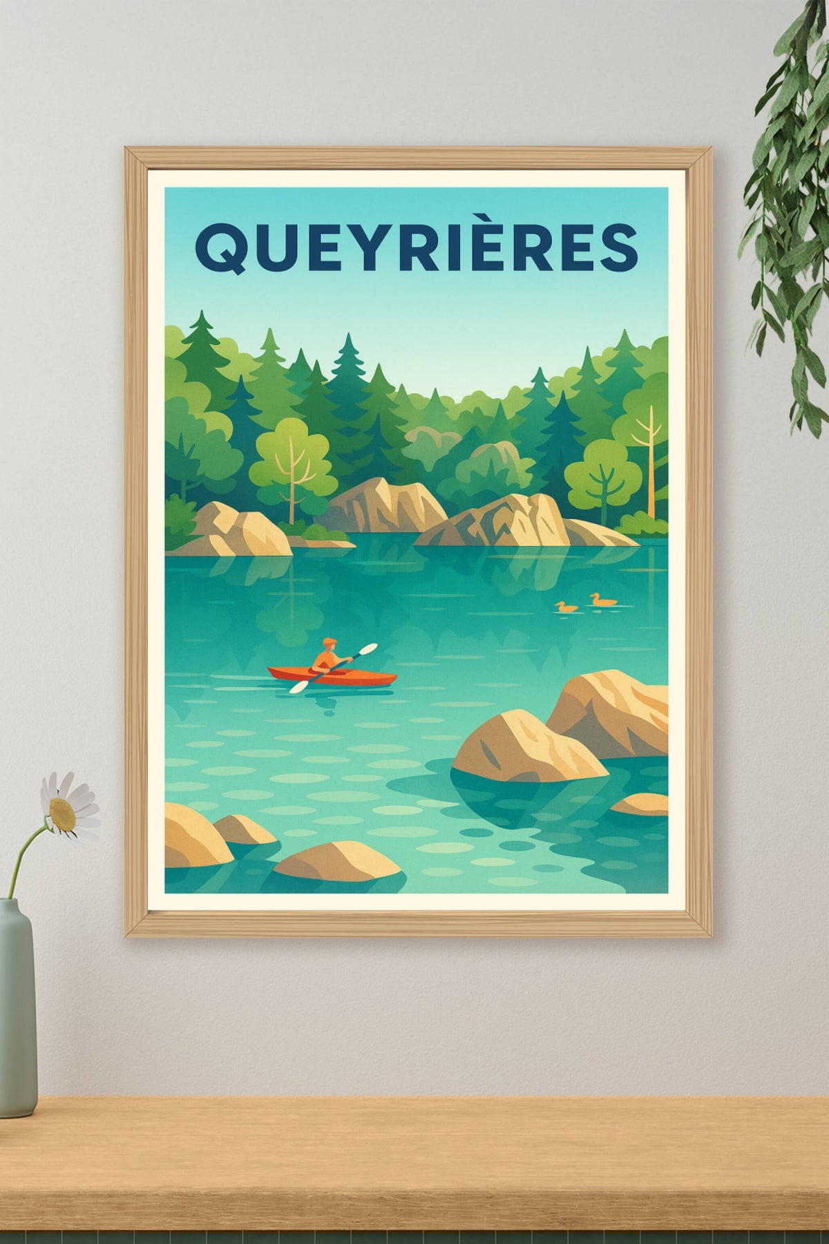 Affiche Queyrières — Évasion nature au fil de l'eau · poster d'art de Queyrières