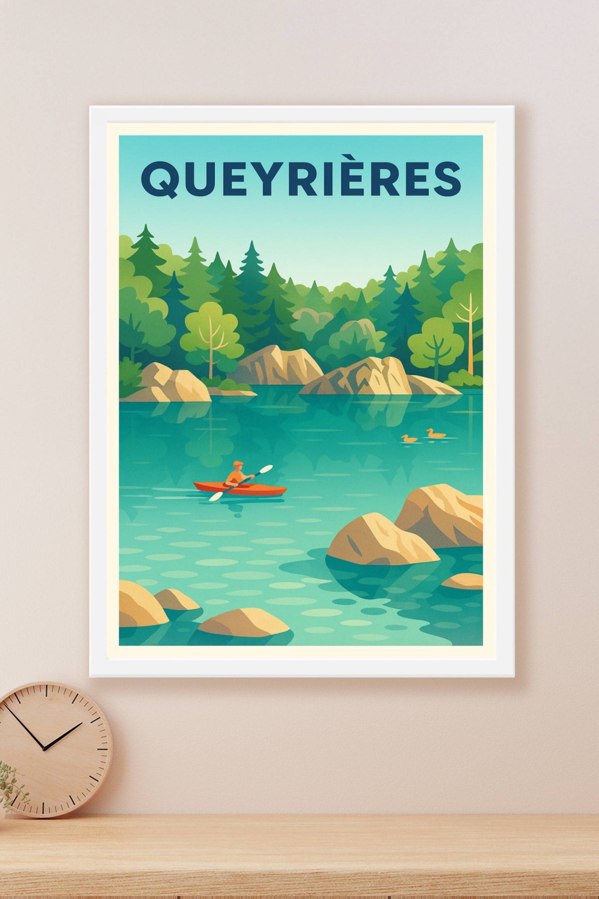Affiche Queyrières — Évasion nature au fil de l'eau · poster d'art de Queyrières