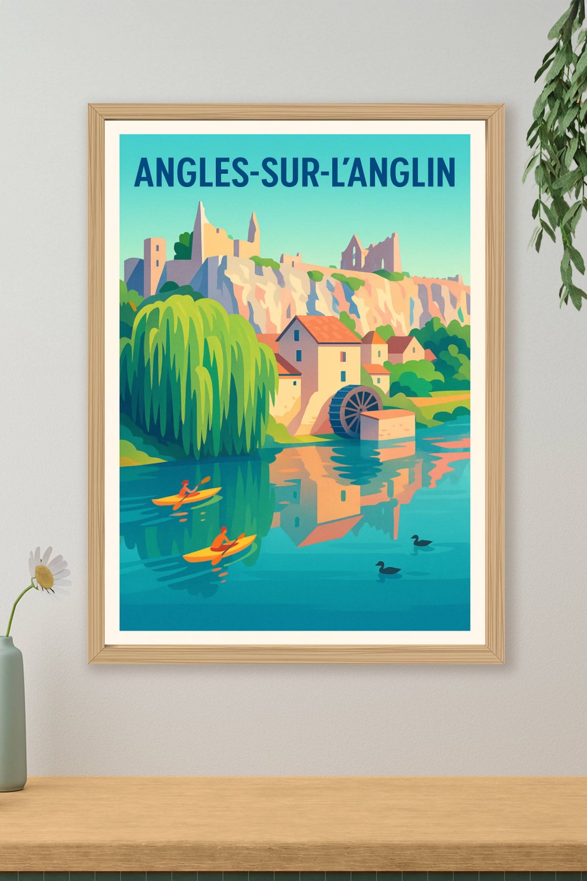 Affiche Angles-sur-l'Anglin — Charme bucolique au fil de l'eau · poster d'art de Angles-sur-l'Anglin