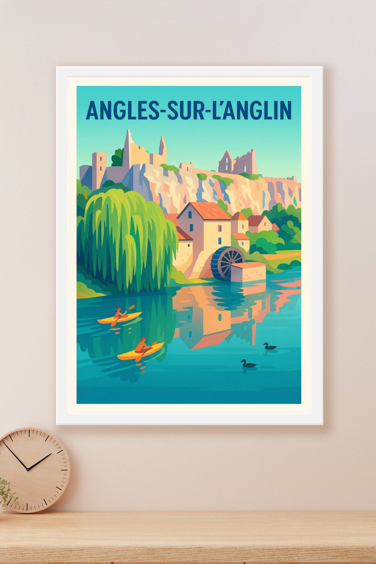 Affiche Angles-sur-l'Anglin — Charme bucolique au fil de l'eau · poster d'art de Angles-sur-l'Anglin