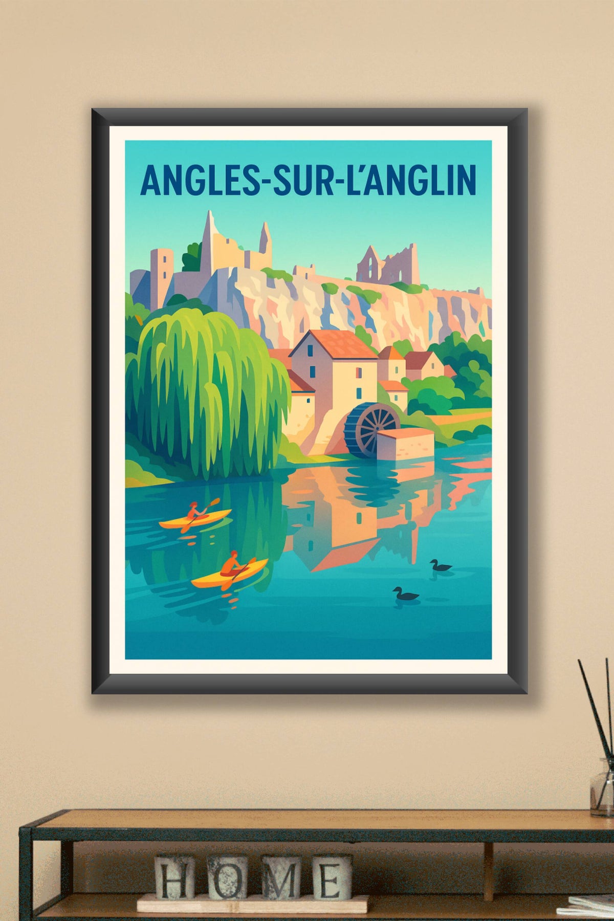 Affiche Angles-sur-l'Anglin — Charme bucolique au fil de l'eau · poster d'art de Angles-sur-l'Anglin