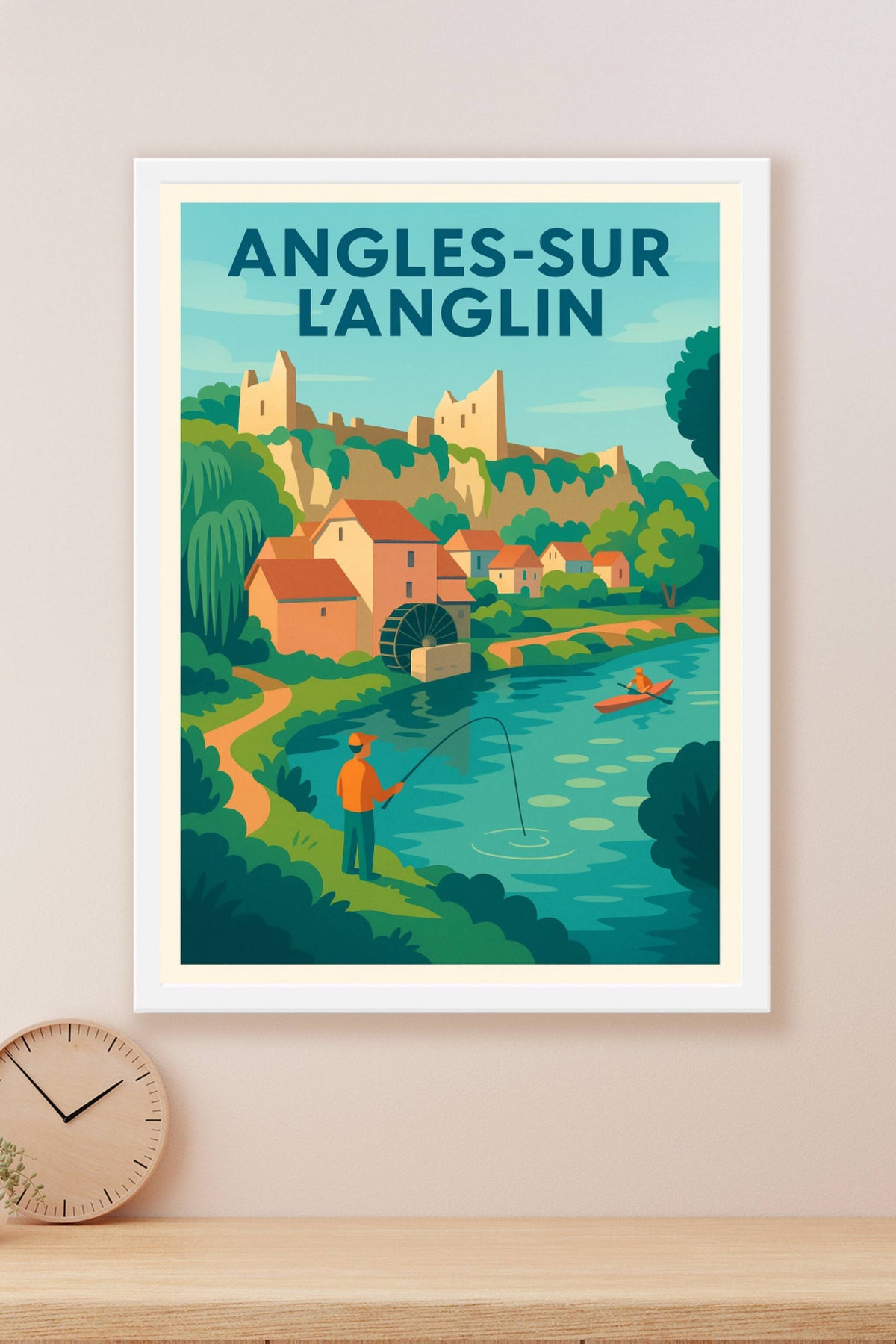 Affiche Angles-sur-l'Anglin — Charme bucolique au fil de l'eau · poster d'art de Angles-sur-l'Anglin