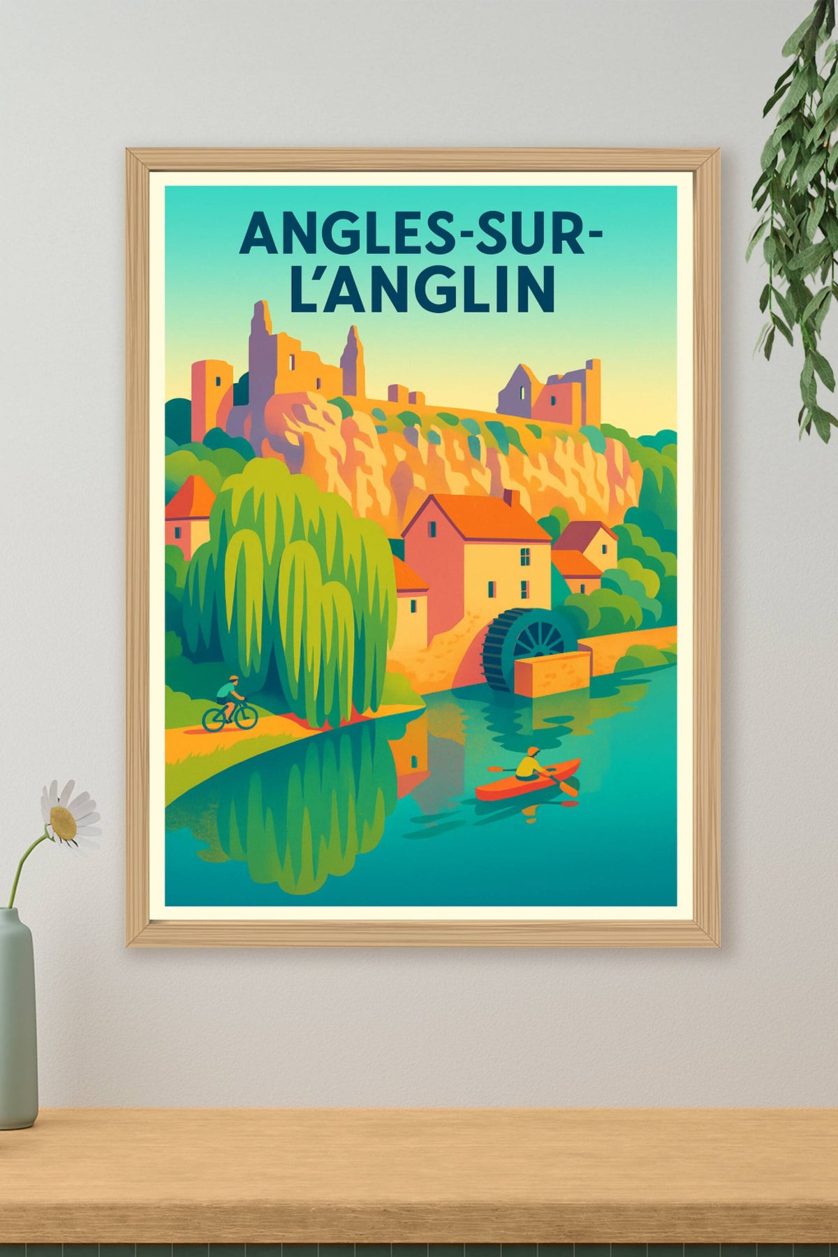 Affiche Angles-sur-l'Anglin — Charme bucolique et patrimoine historique · poster d'art de Angles-sur-l'Anglin