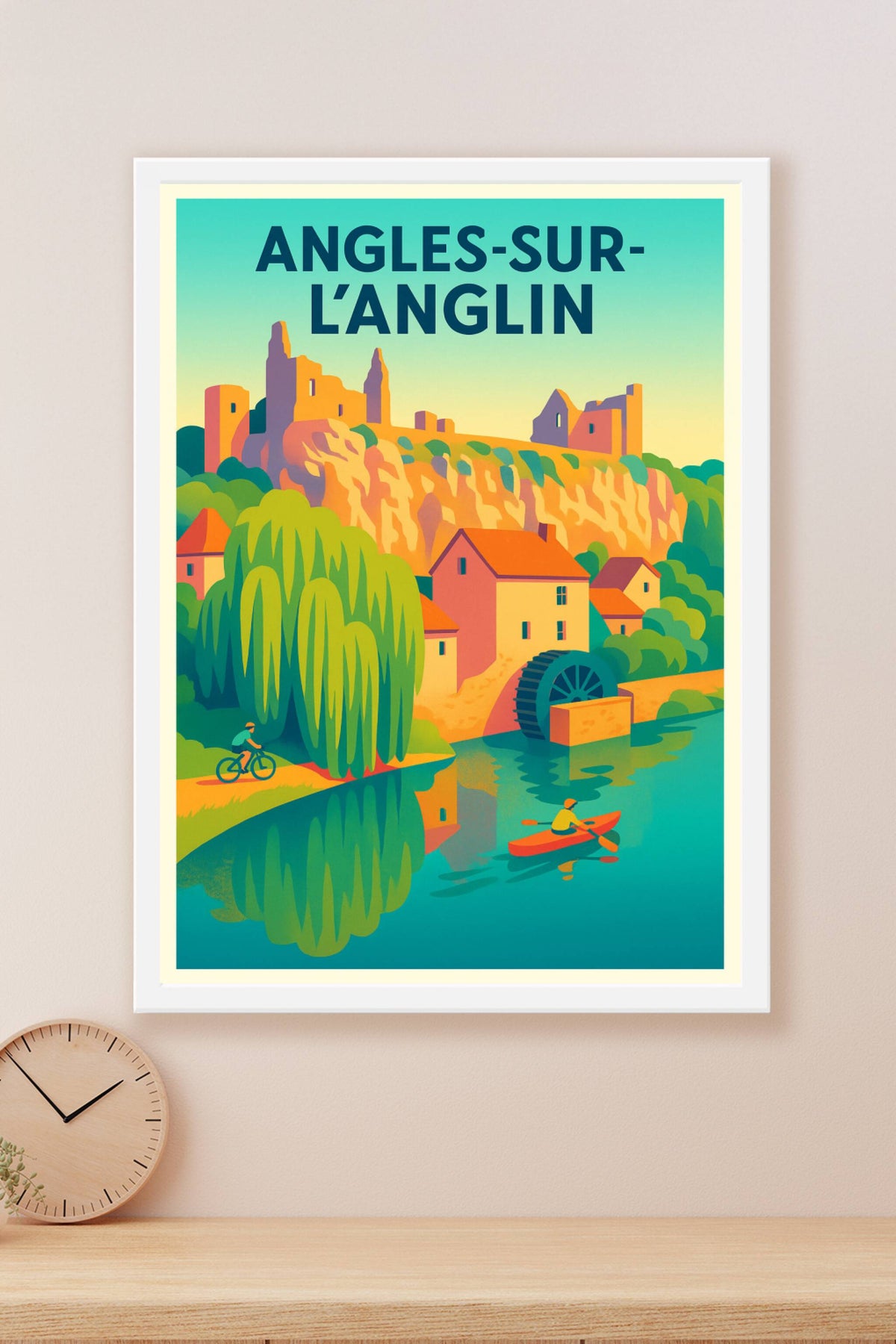 Affiche Angles-sur-l'Anglin — Charme bucolique et patrimoine historique · poster d'art de Angles-sur-l'Anglin