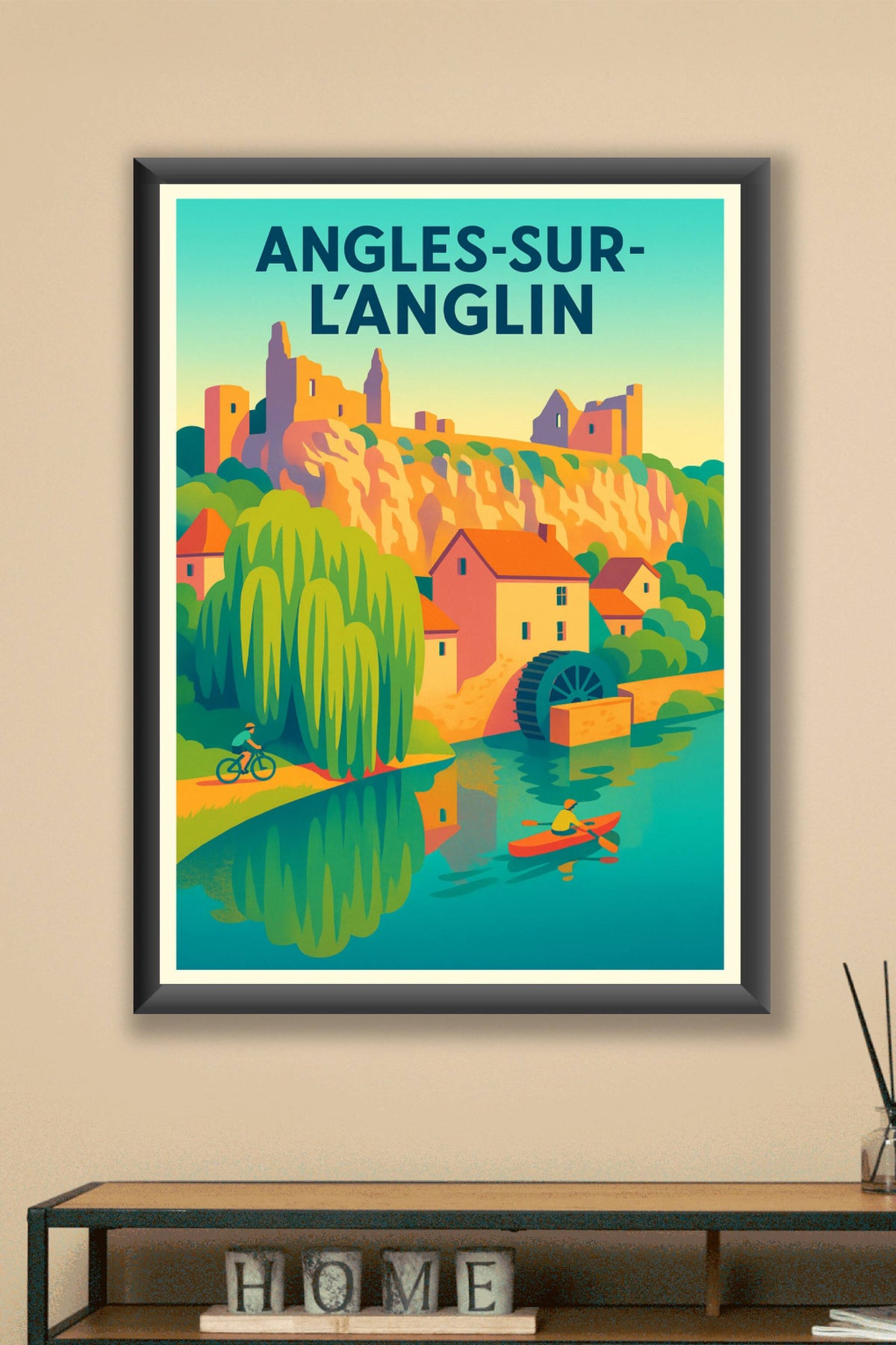 Affiche Angles-sur-l'Anglin — Charme bucolique et patrimoine historique · poster d'art de Angles-sur-l'Anglin