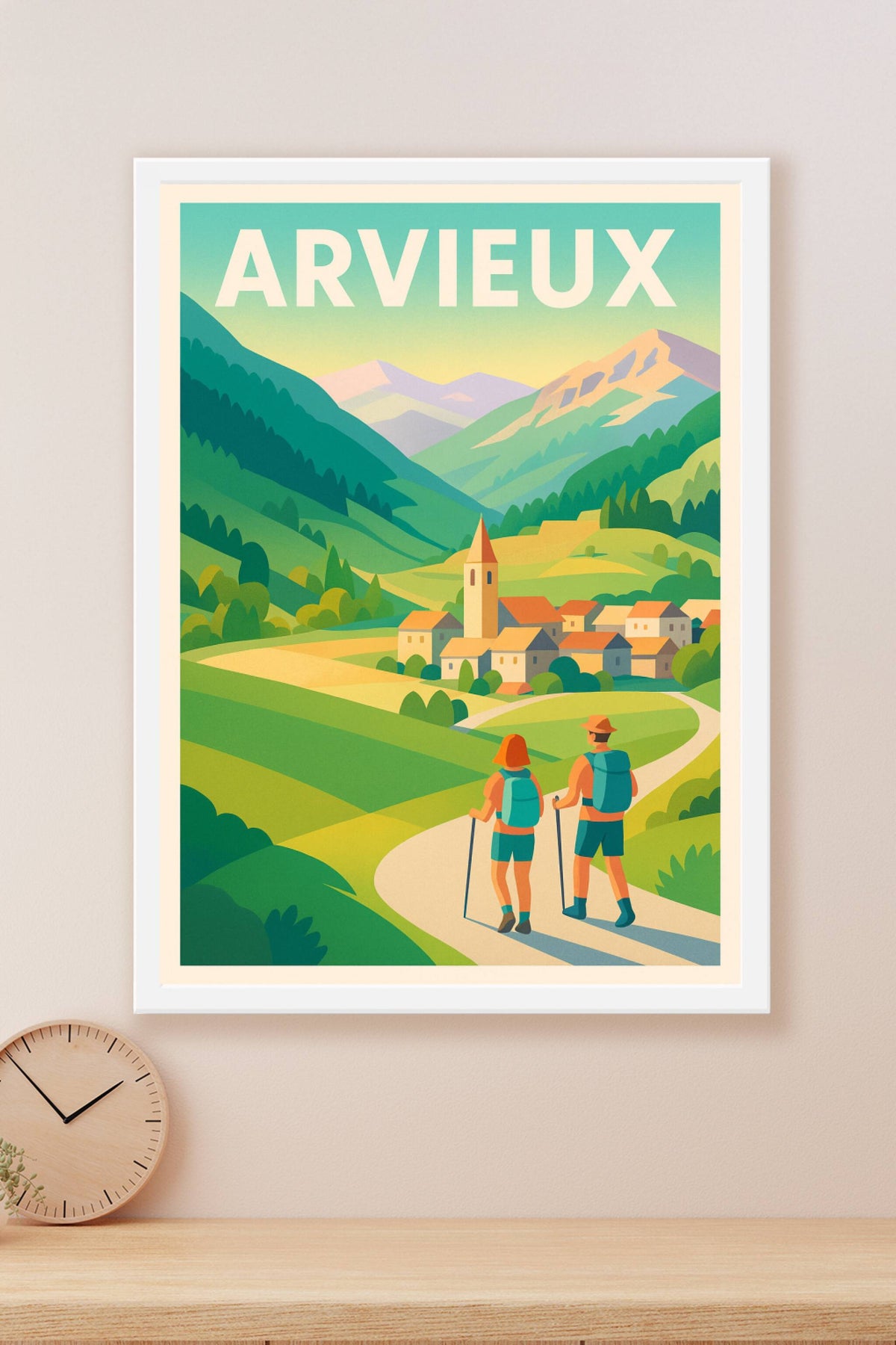 Affiche Arvieux — Invitation à la randonnée en vallée alpine · poster d'art de Arvieux