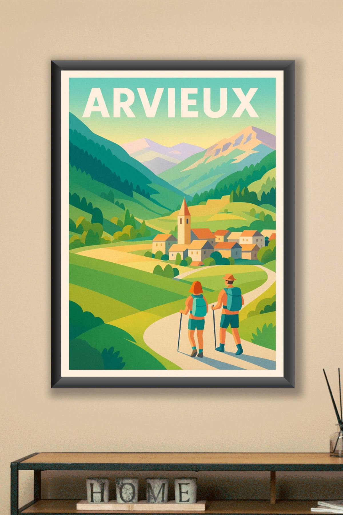 Affiche Arvieux — Invitation à la randonnée en vallée alpine · poster d'art de Arvieux