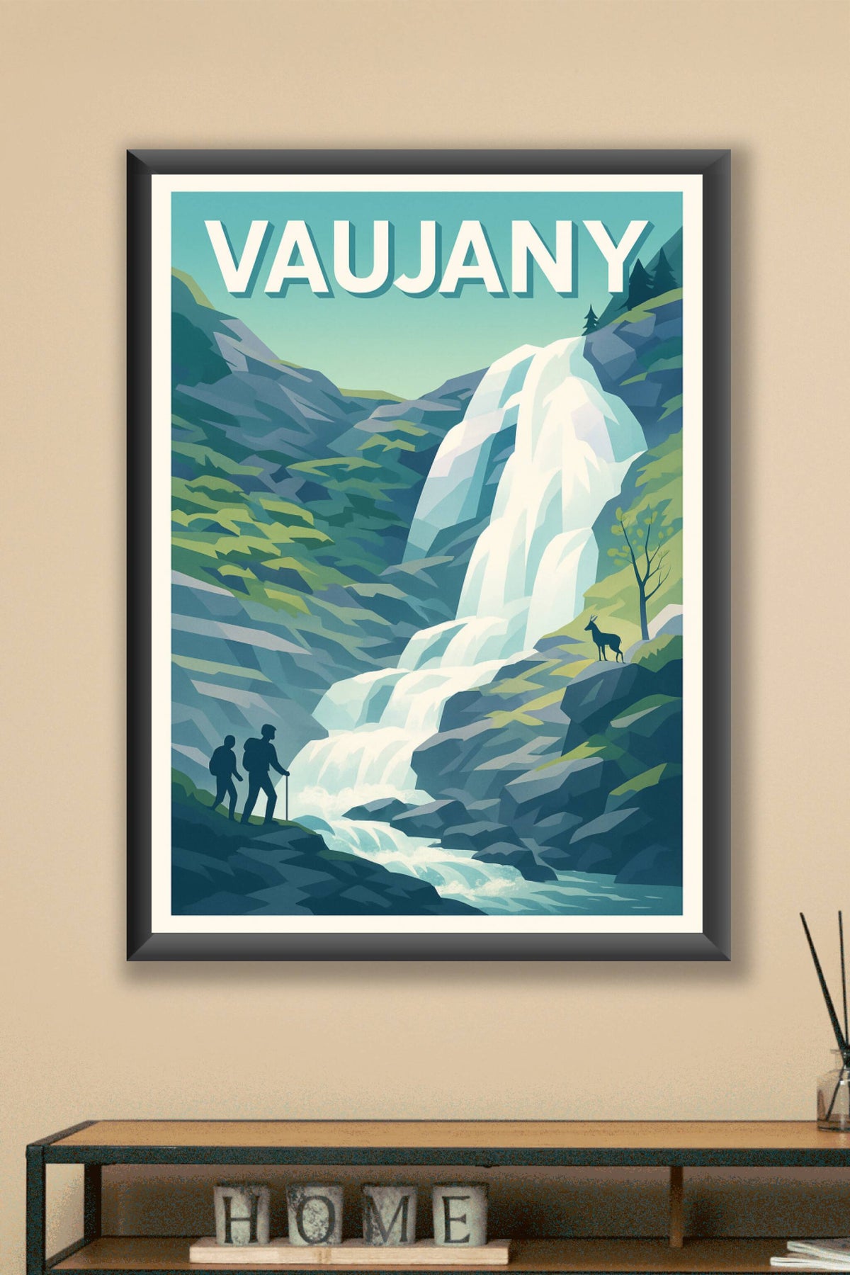 Affiche Vaujany — Escapade Nature et Cascade Majestueuse · poster d'art de Vaujany
