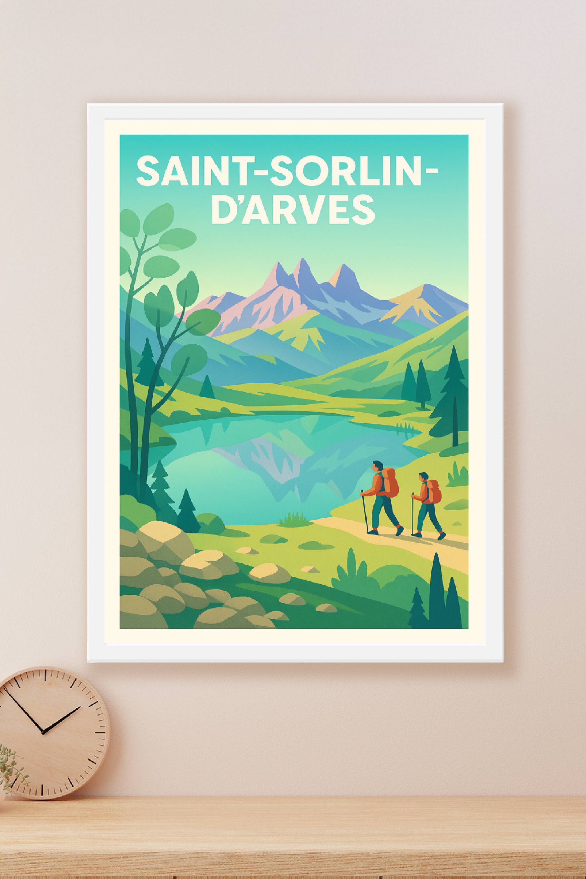 Affiche Saint-Sorlin-d'Arves — Invitation à la randonnée en montagne · poster d'art de Saint-Sorlin-d'Arves