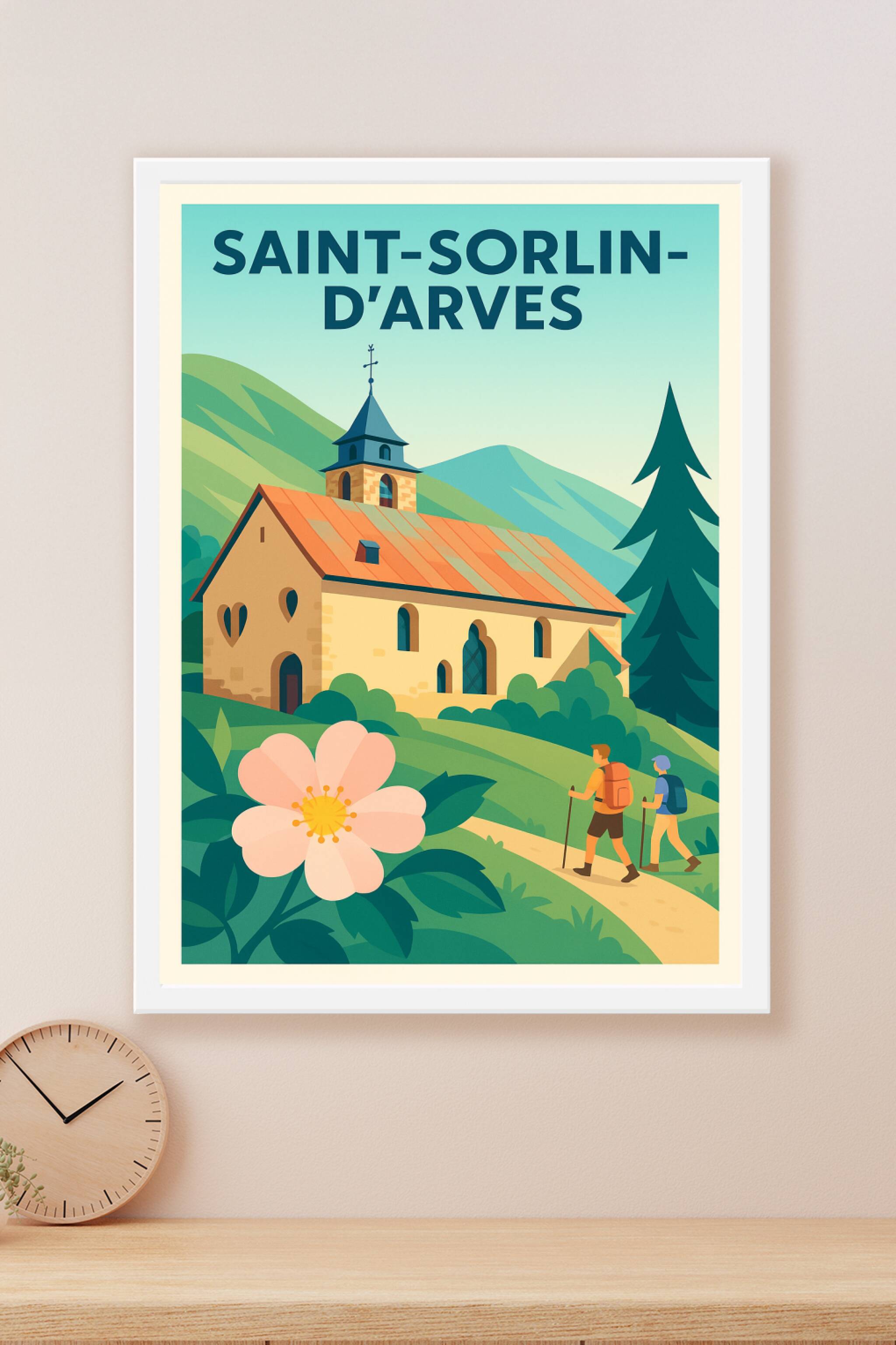 Affiche Saint-Sorlin-d'Arves — Charme authentique au cœur des Alpes · poster d'art de Saint-Sorlin-d'Arves