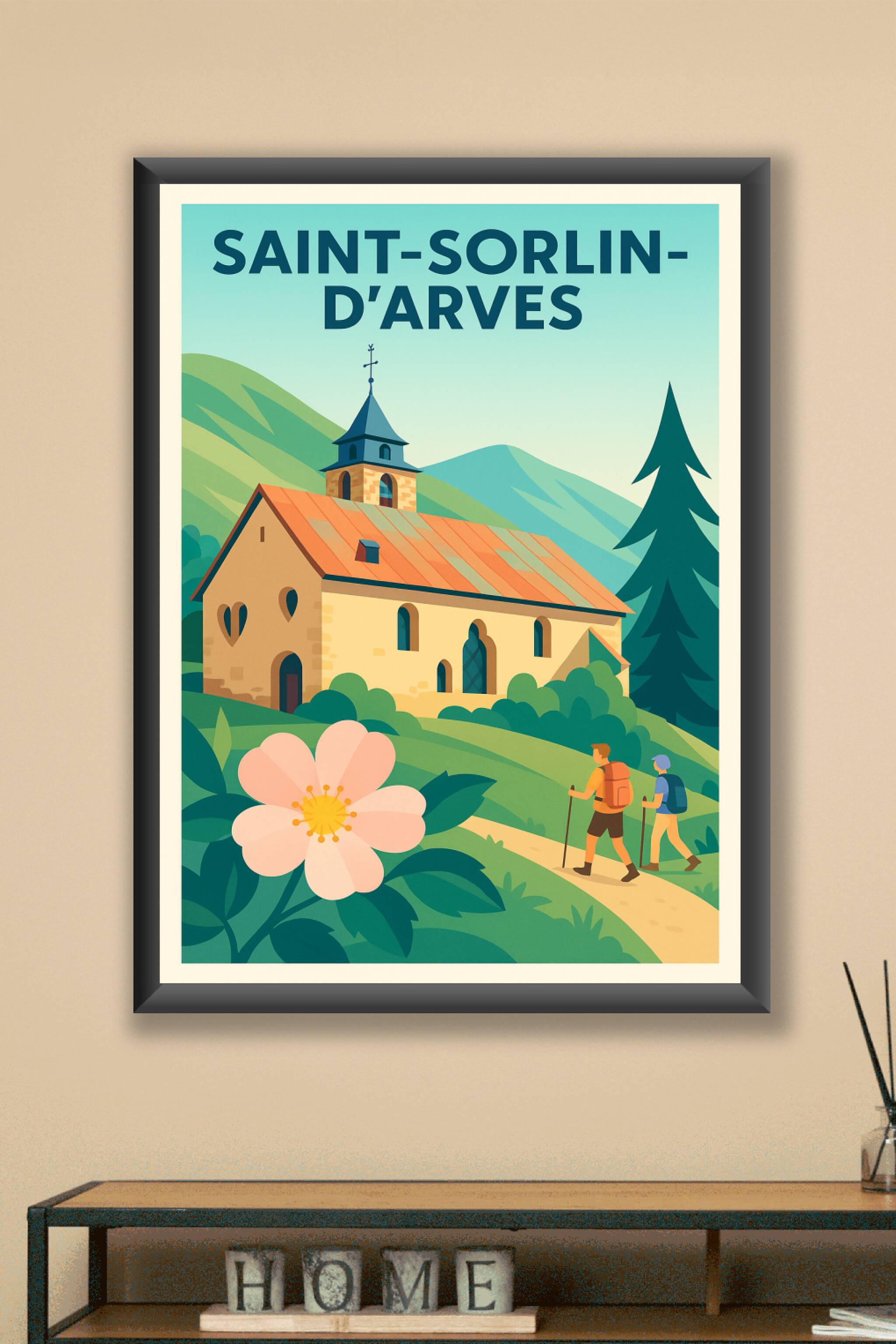 Affiche Saint-Sorlin-d'Arves — Charme authentique au cœur des Alpes · poster d'art de Saint-Sorlin-d'Arves