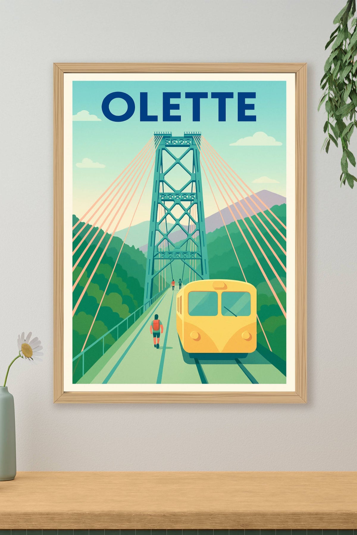 Affiche Olette — Escapade sur le Pont Jaune · poster d'art de Olette