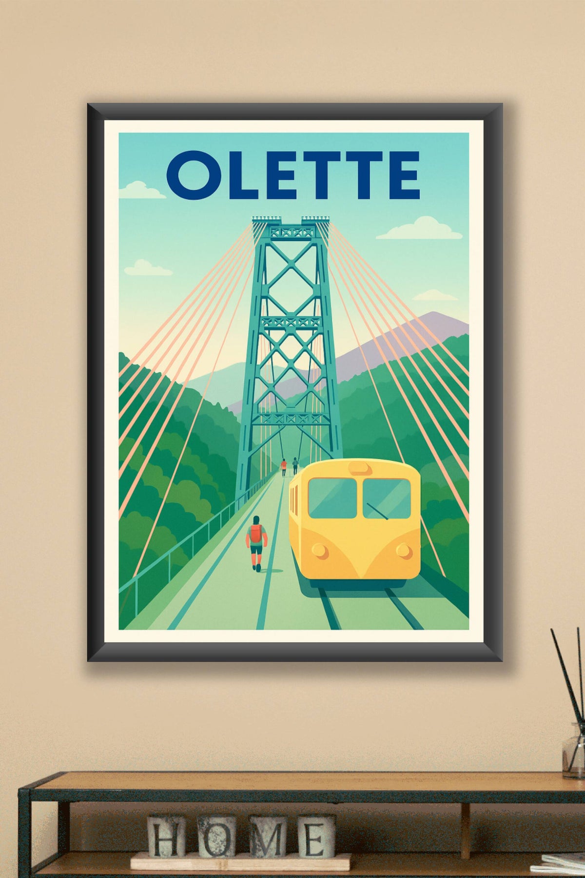 Affiche Olette — Escapade sur le Pont Jaune · poster d'art de Olette