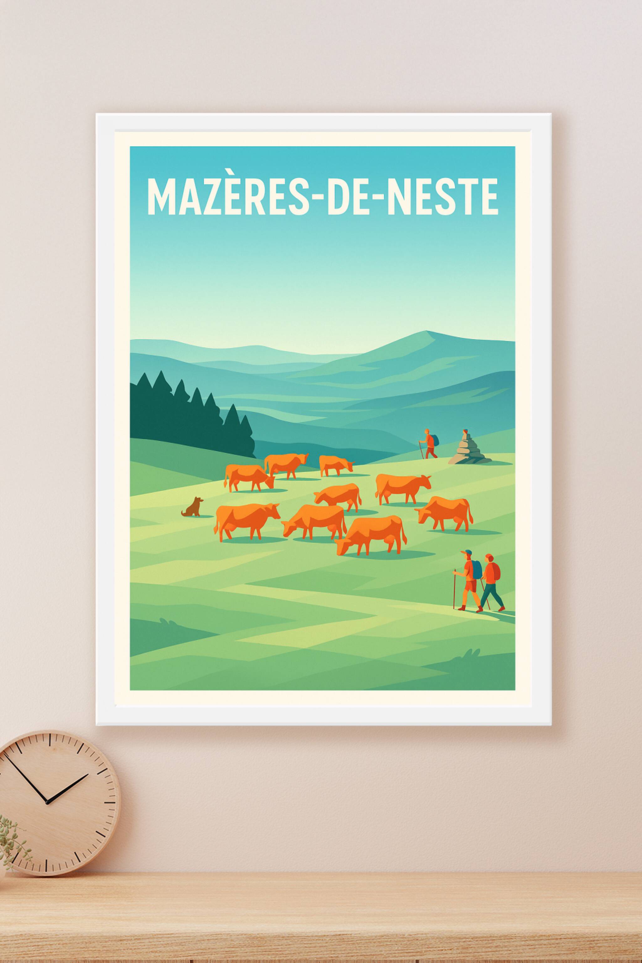 Affiche Mazères-de-Neste — Évasion bucolique au cœur des Pyrénées · poster d'art de Mazères-de-Neste