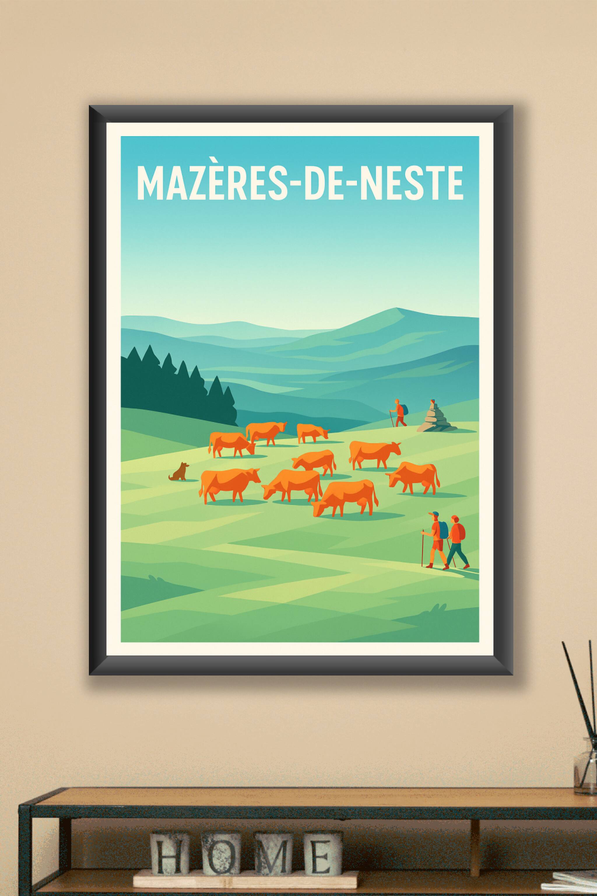 Affiche Mazères-de-Neste — Évasion bucolique au cœur des Pyrénées · poster d'art de Mazères-de-Neste