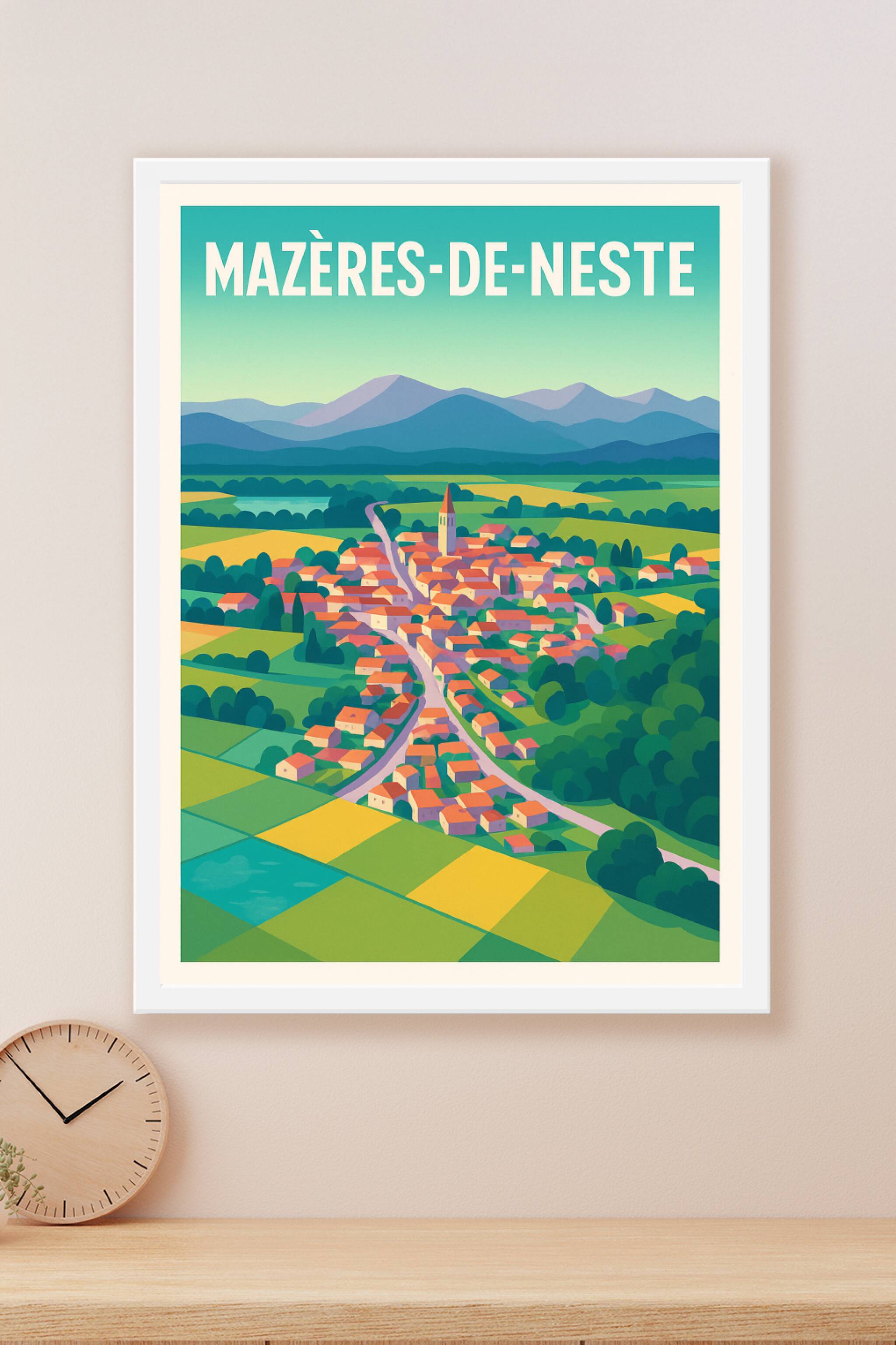 Affiche Mazères-de-Neste — Charme et tranquillité pyrénéenne · poster d'art de Mazères-de-Neste