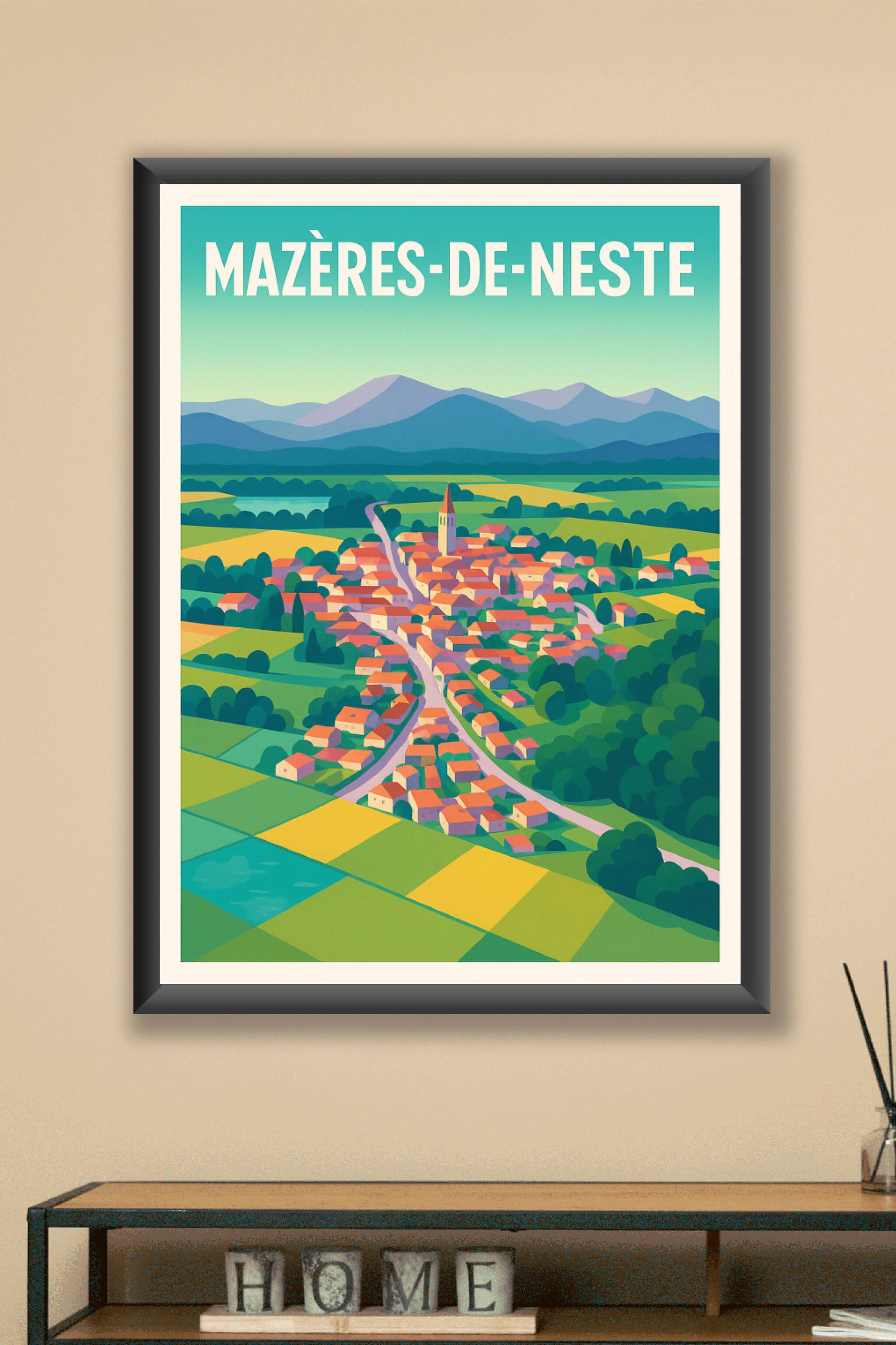 Affiche Mazères-de-Neste — Charme et tranquillité pyrénéenne · poster d'art de Mazères-de-Neste