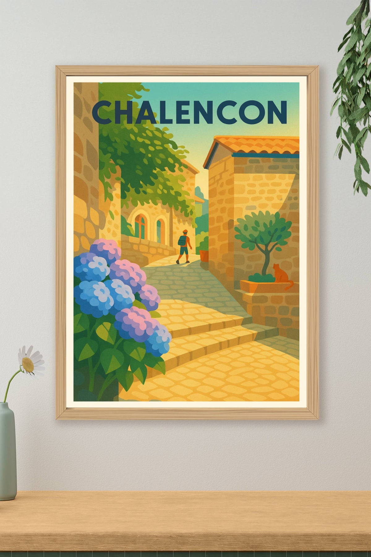 Affiche Chalencon — Charme du village ensoleillé · poster d'art de Chalencon