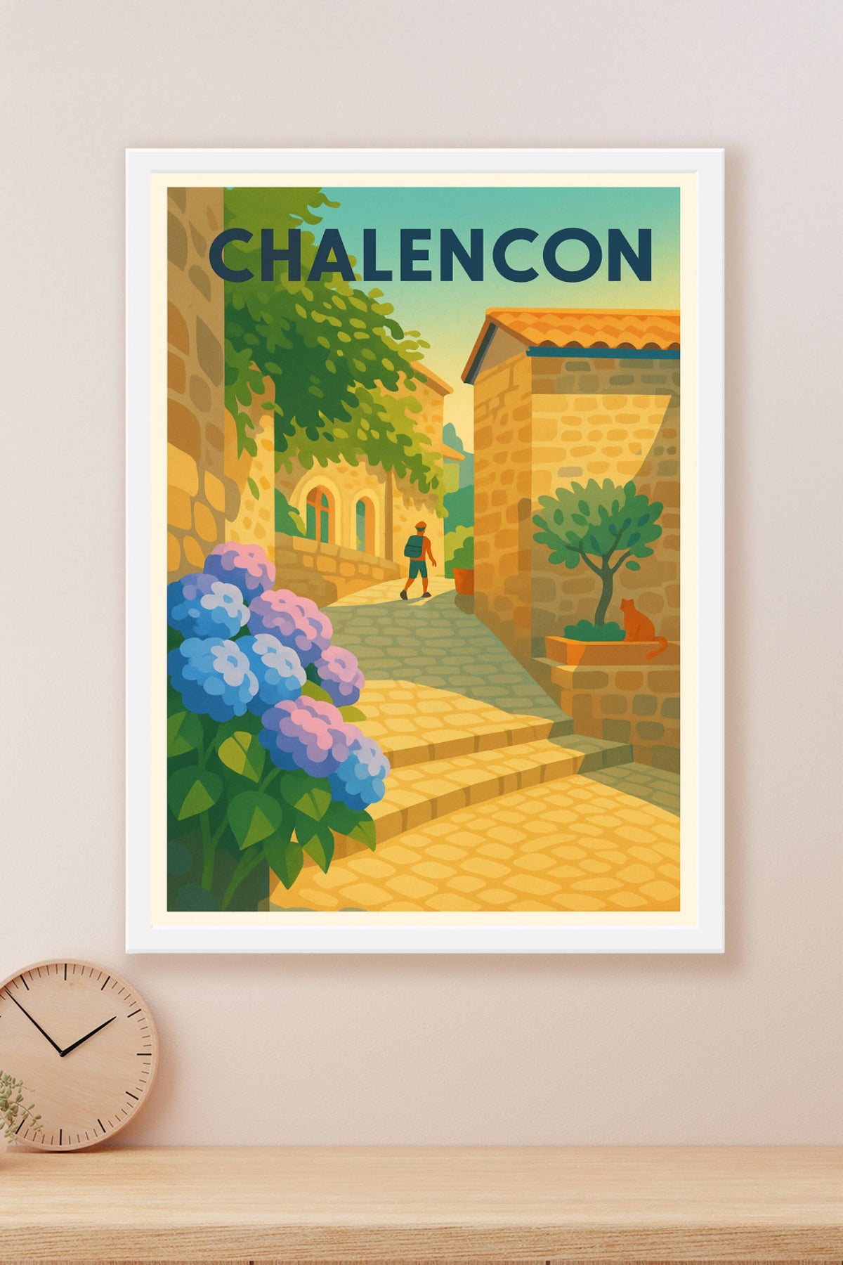 Affiche Chalencon — Charme du village ensoleillé · poster d'art de Chalencon