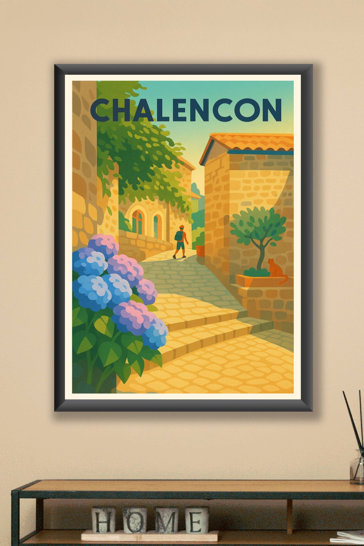 Affiche Chalencon — Charme du village ensoleillé · poster d'art de Chalencon