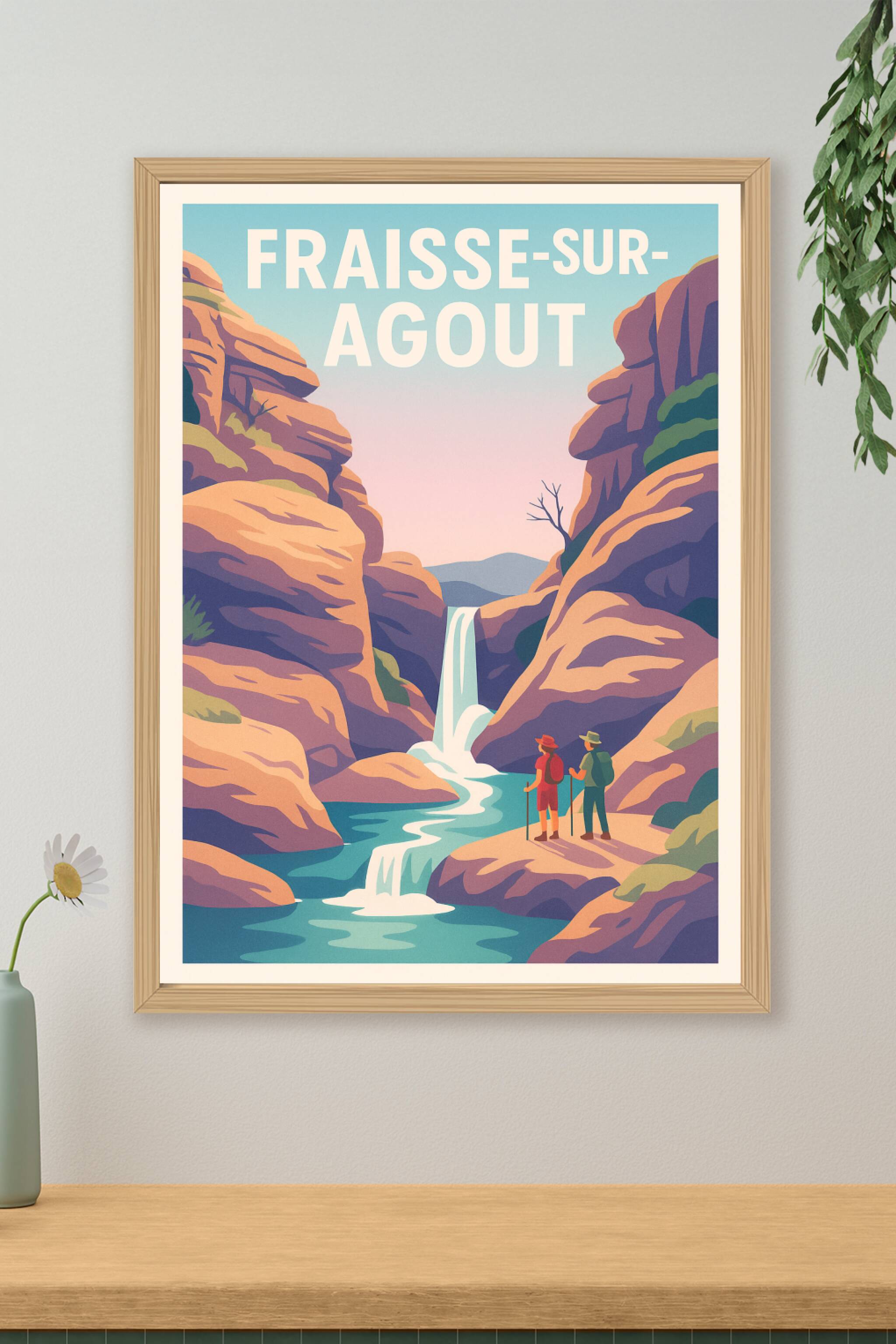 Affiche Fraisse-sur-Agout — Aventure au cœur des cascades · poster d'art de Fraisse-sur-Agout