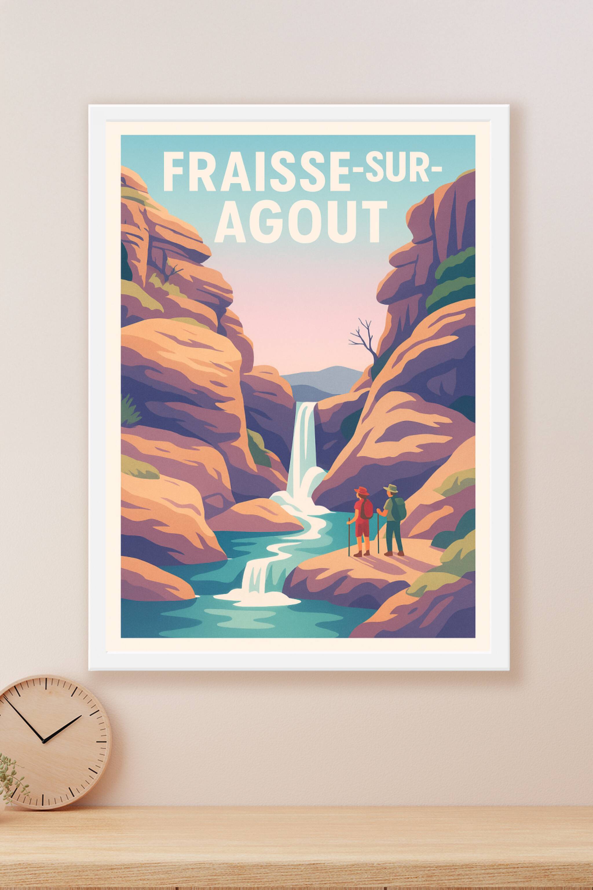 Affiche Fraisse-sur-Agout — Aventure au cœur des cascades · poster d'art de Fraisse-sur-Agout