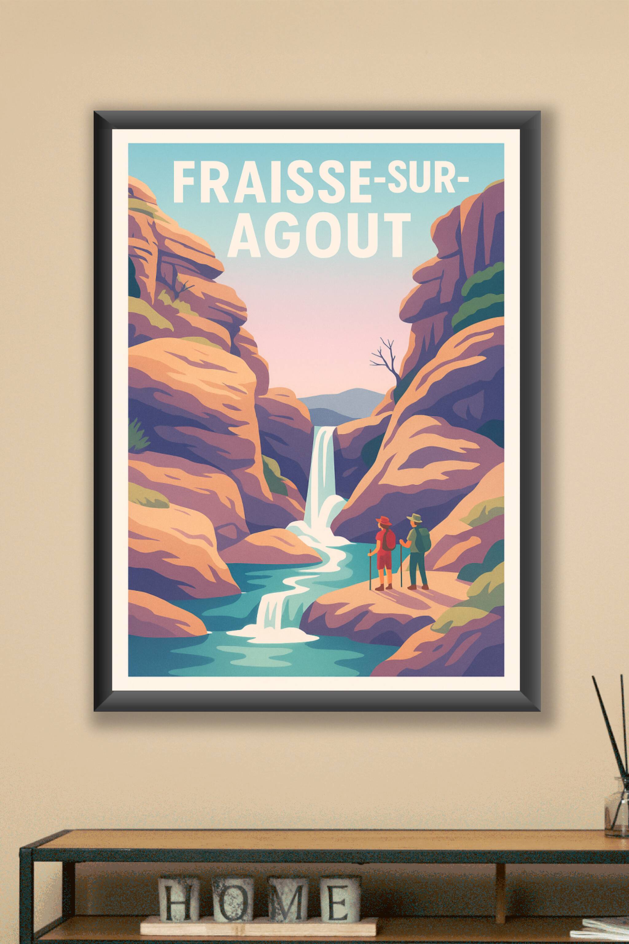 Affiche Fraisse-sur-Agout — Aventure au cœur des cascades · poster d'art de Fraisse-sur-Agout