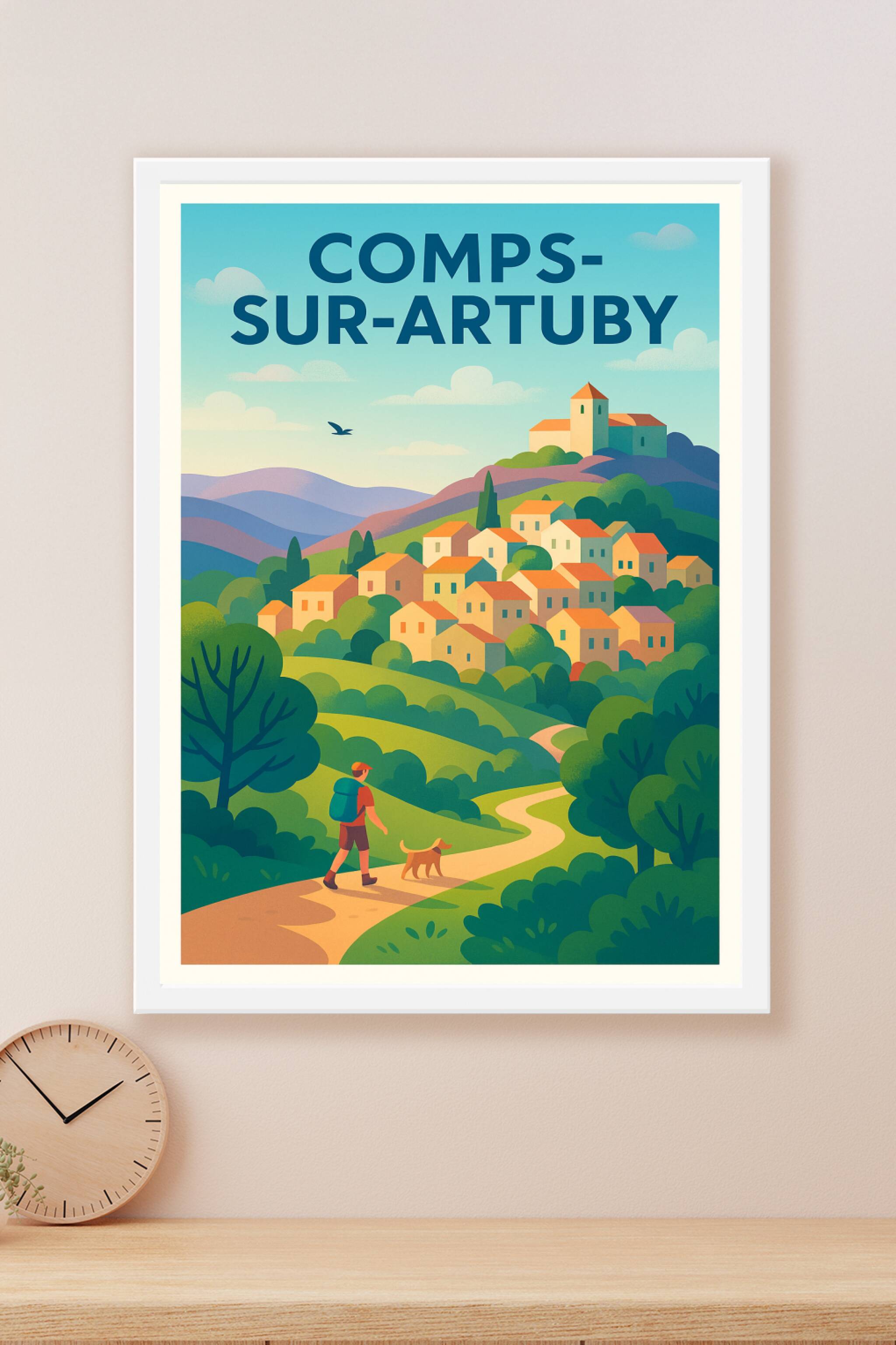 Affiche Comps-sur-Artuby — Escapade nature et village perché · poster d'art de Comps-sur-Artuby