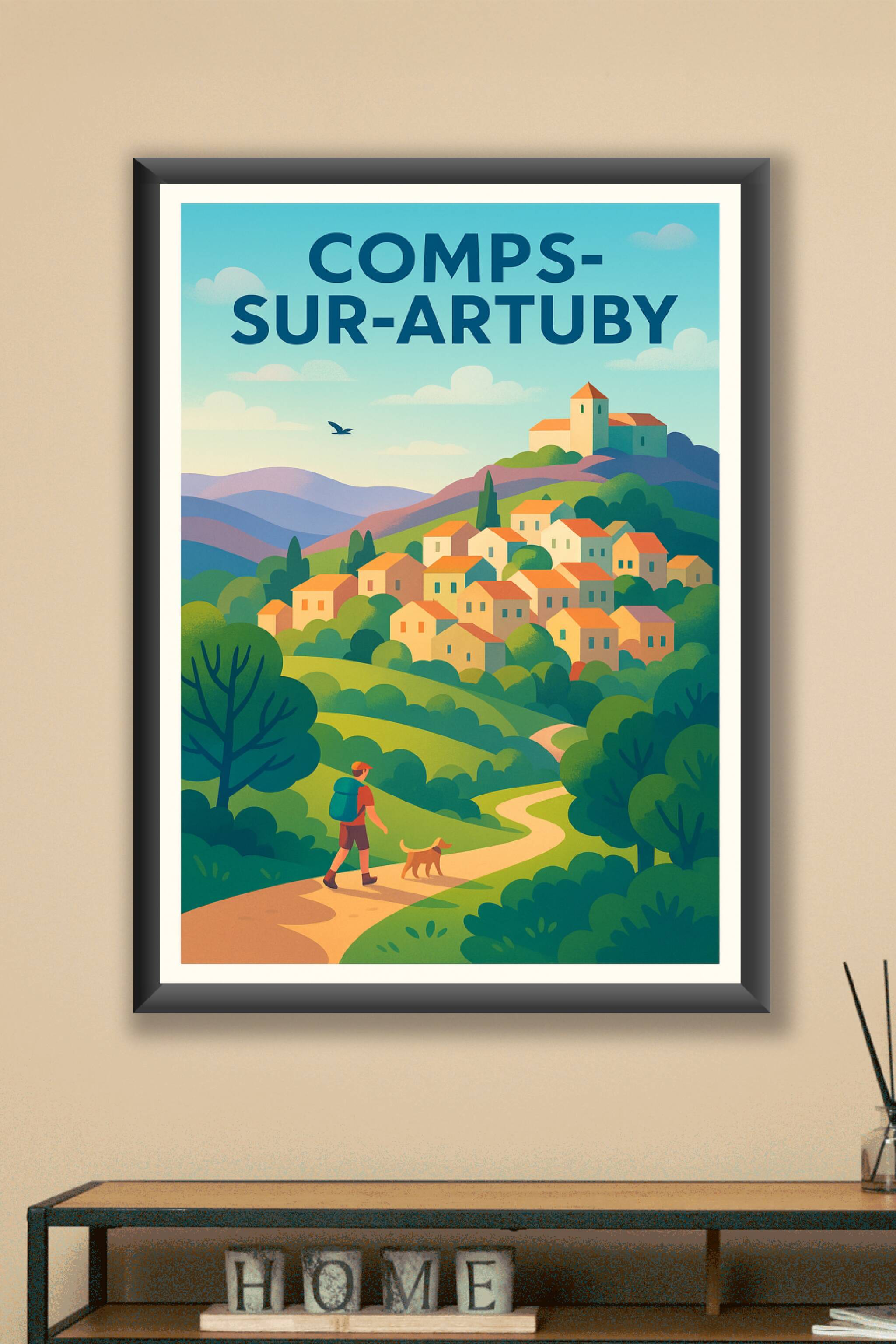 Affiche Comps-sur-Artuby — Escapade nature et village perché · poster d'art de Comps-sur-Artuby