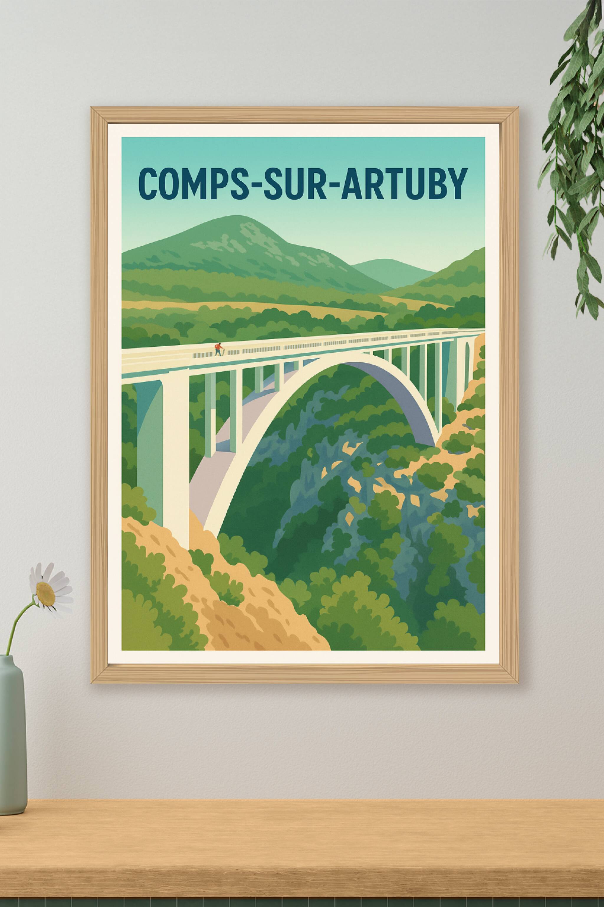 Affiche de Comps-sur-Artuby - L'élégance du pont suspendu