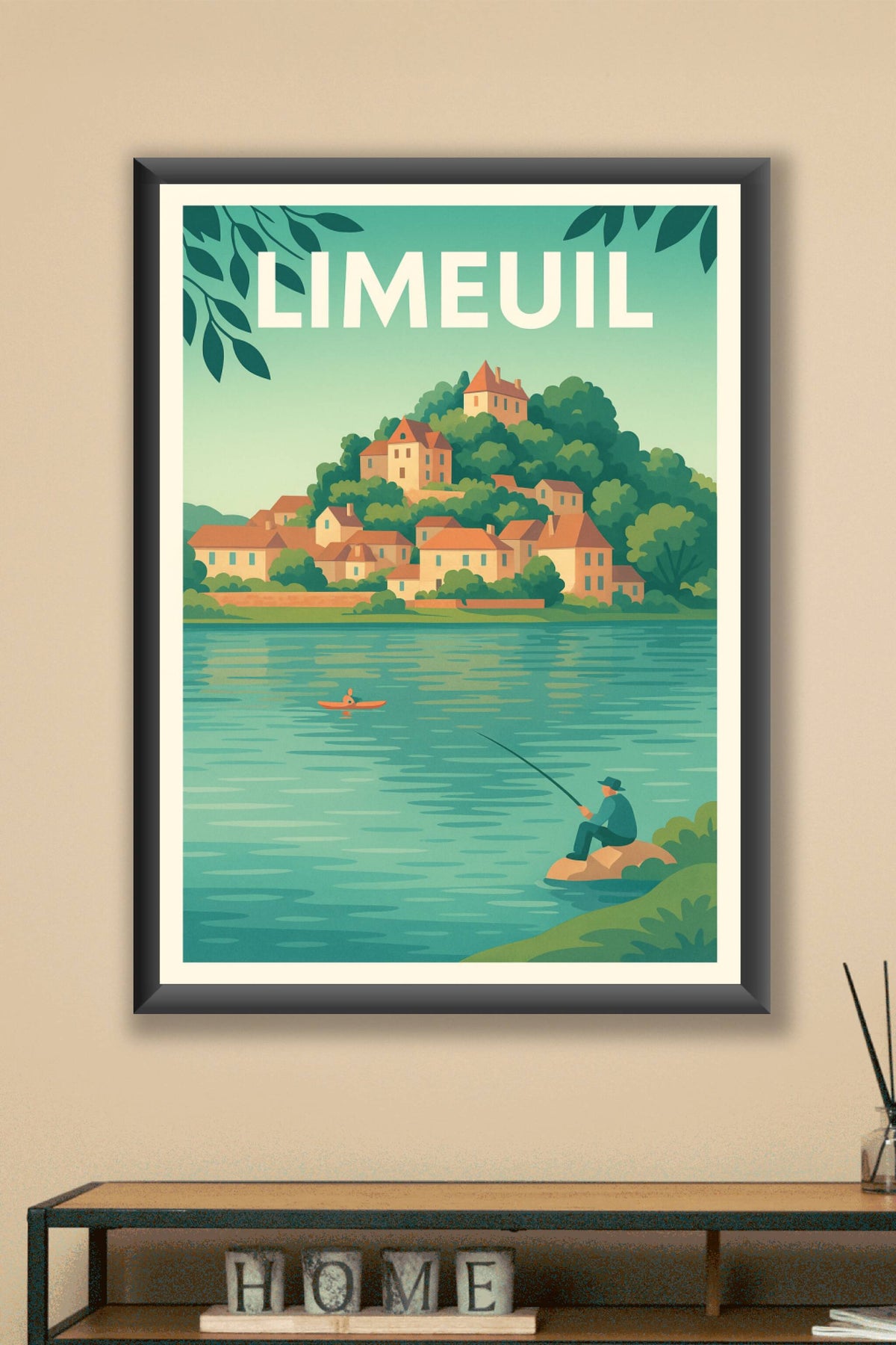 Affiche Limeuil — Charme paisible au bord de l'eau · poster d'art de Limeuil