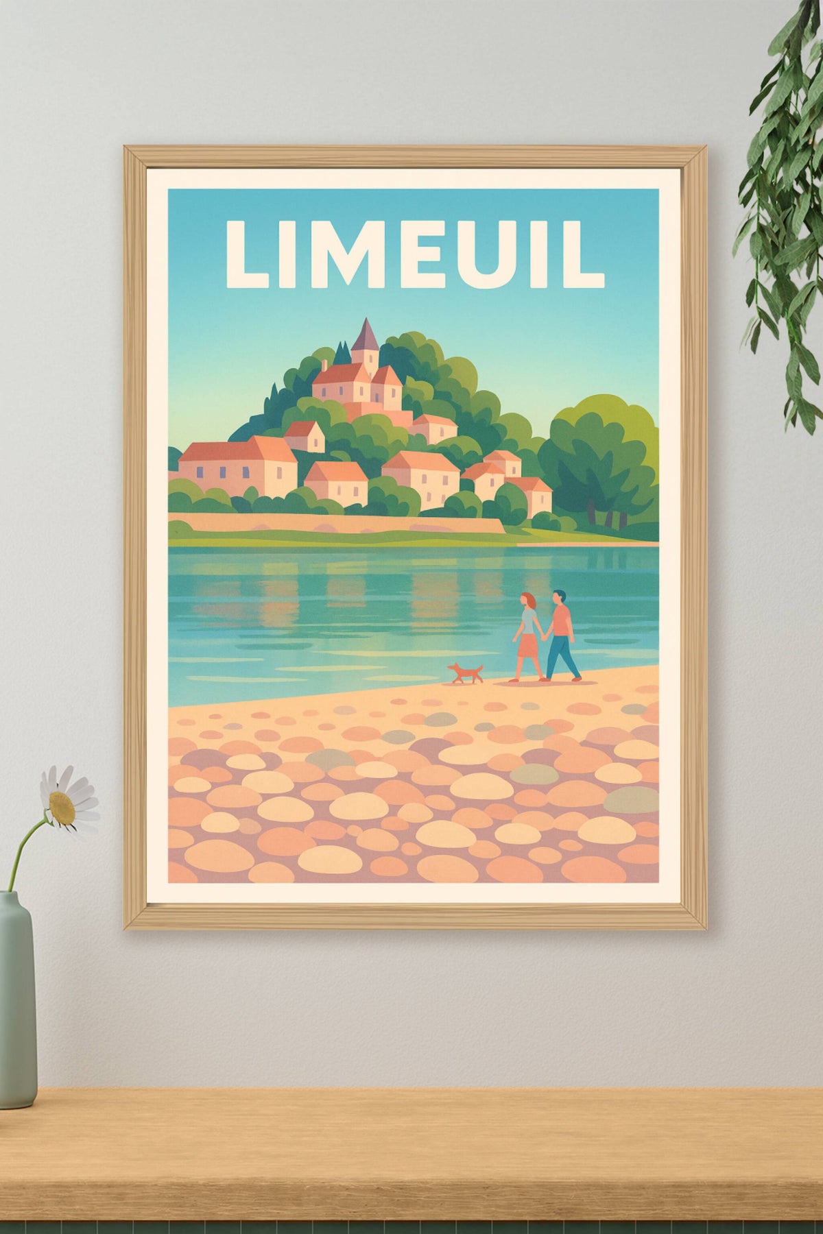 Affiche Limeuil — Promenade paisible au bord de l'eau · poster d'art de Limeuil