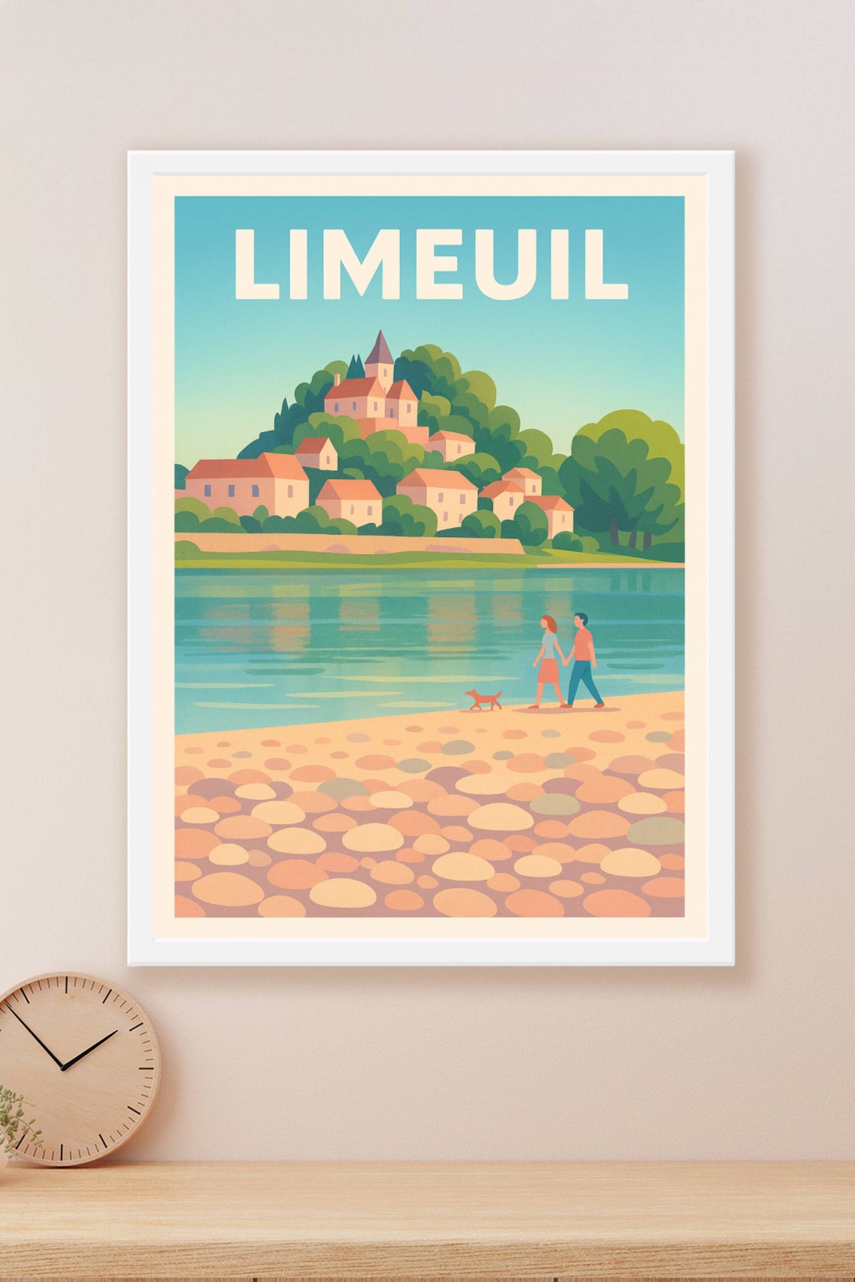 Affiche Limeuil — Promenade paisible au bord de l'eau · poster d'art de Limeuil