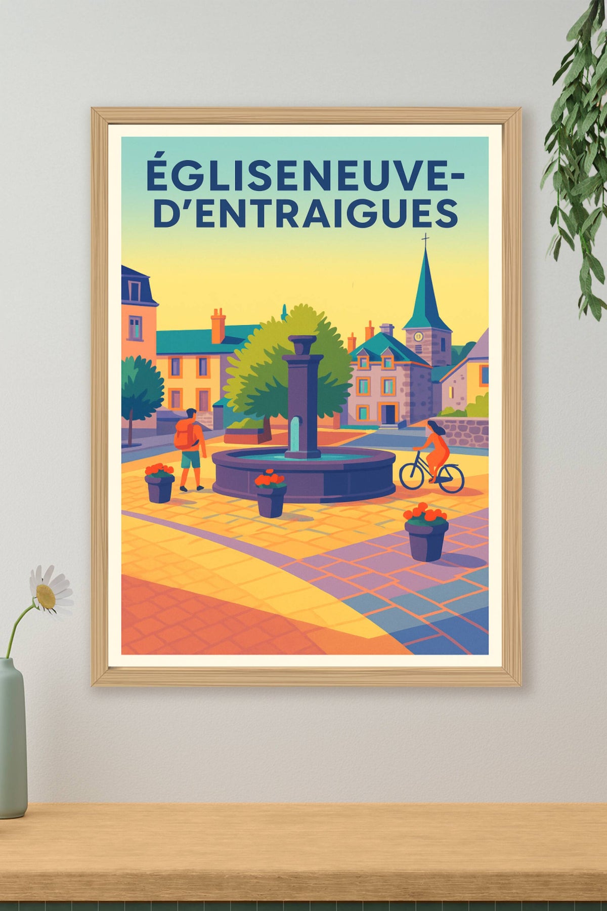 Affiche Égliseneuve-d'Entraigues — Charme tranquille au cœur du village · poster d'art de Égliseneuve-d'Entraigues