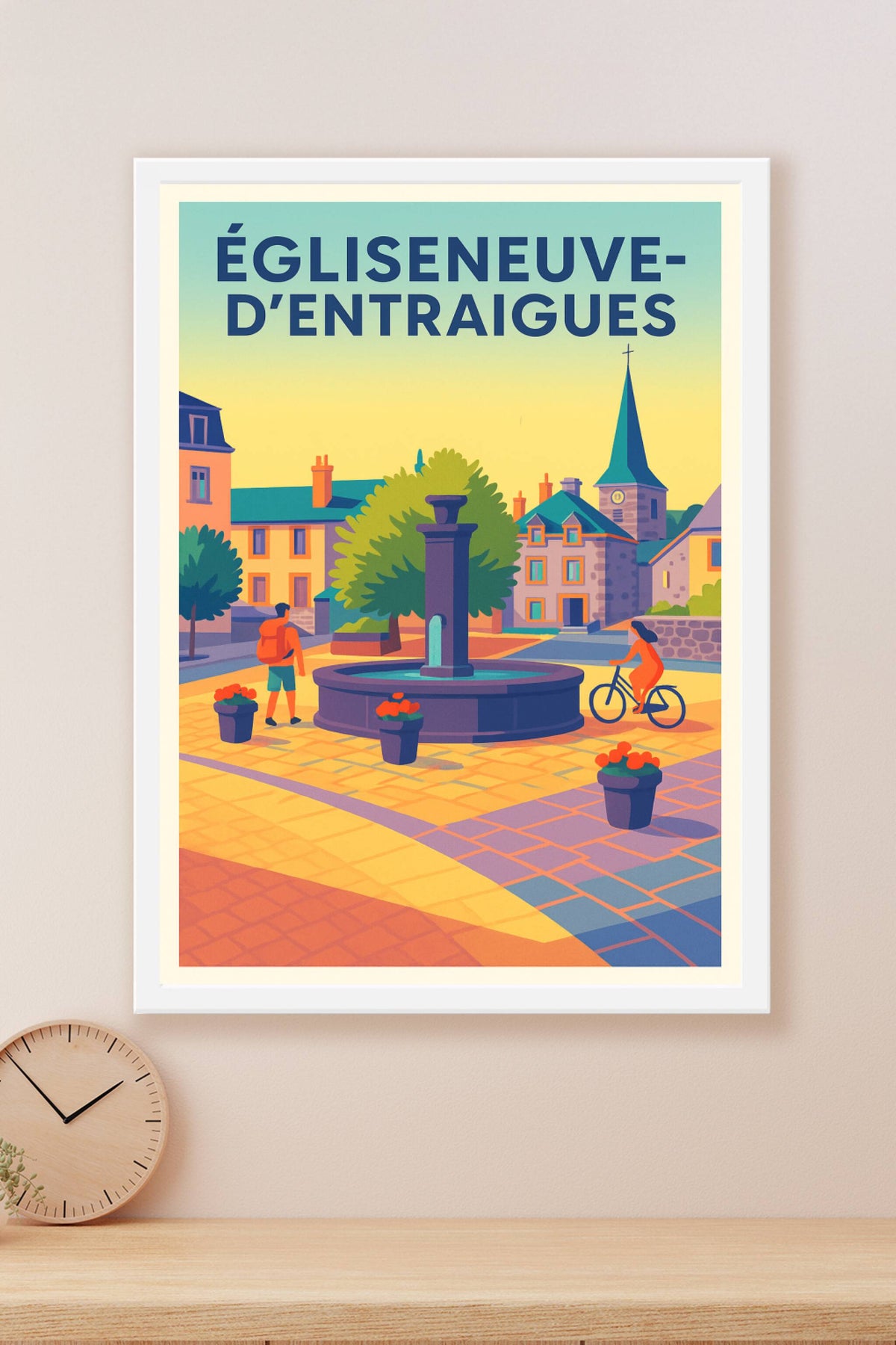 Affiche Égliseneuve-d'Entraigues — Charme tranquille au cœur du village · poster d'art de Égliseneuve-d'Entraigues
