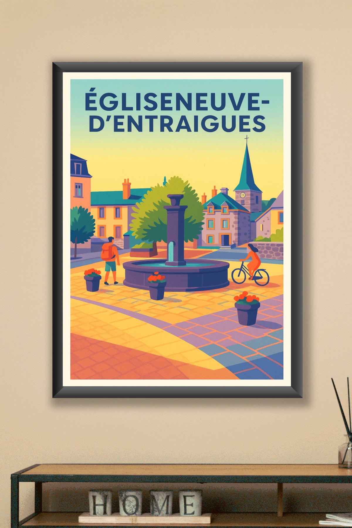 Affiche Égliseneuve-d'Entraigues — Charme tranquille au cœur du village · poster d'art de Égliseneuve-d'Entraigues