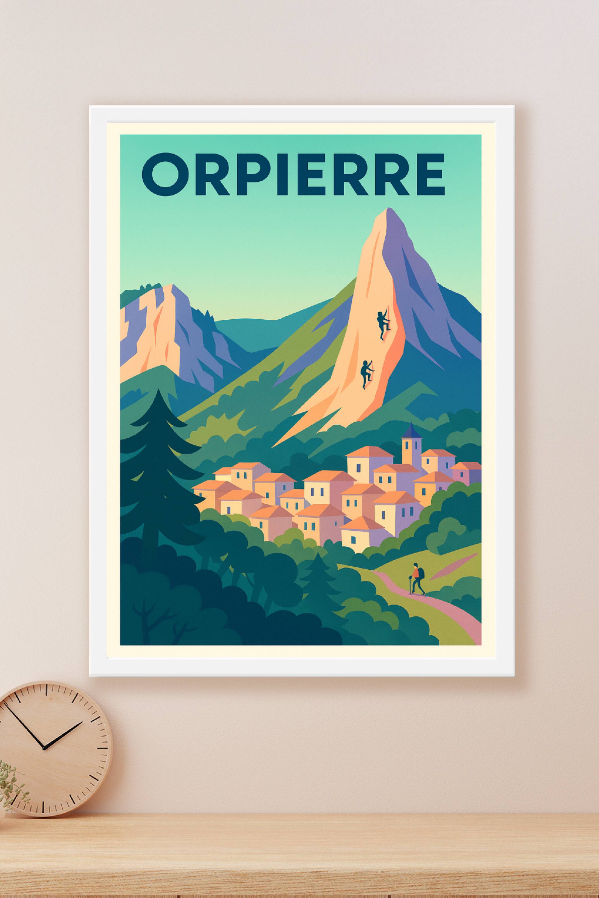 Affiche Orpierre — Escalade et charme Provençal · poster d'art de Orpierre